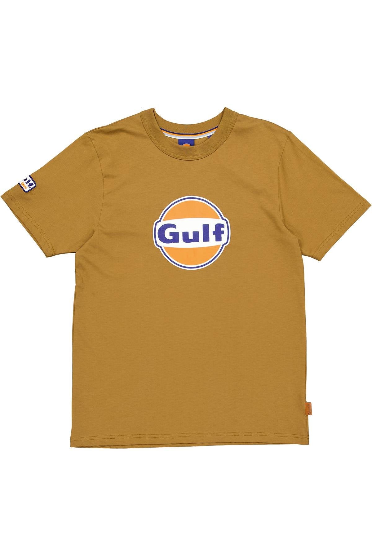 Caramel-colored cotton t-shirt with Gulf logo - Image n°4