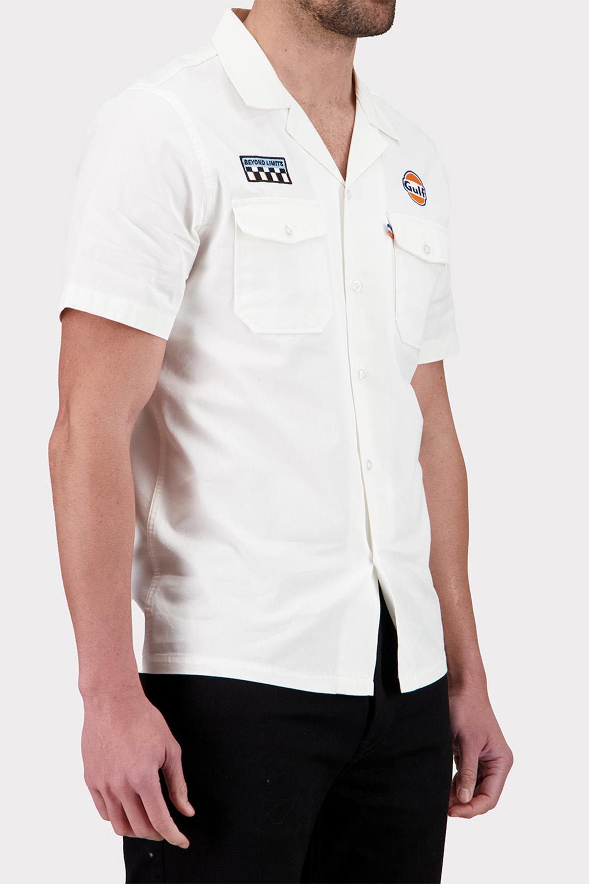 Ecru short-sleeved shirt with chest pockets - Image n°5