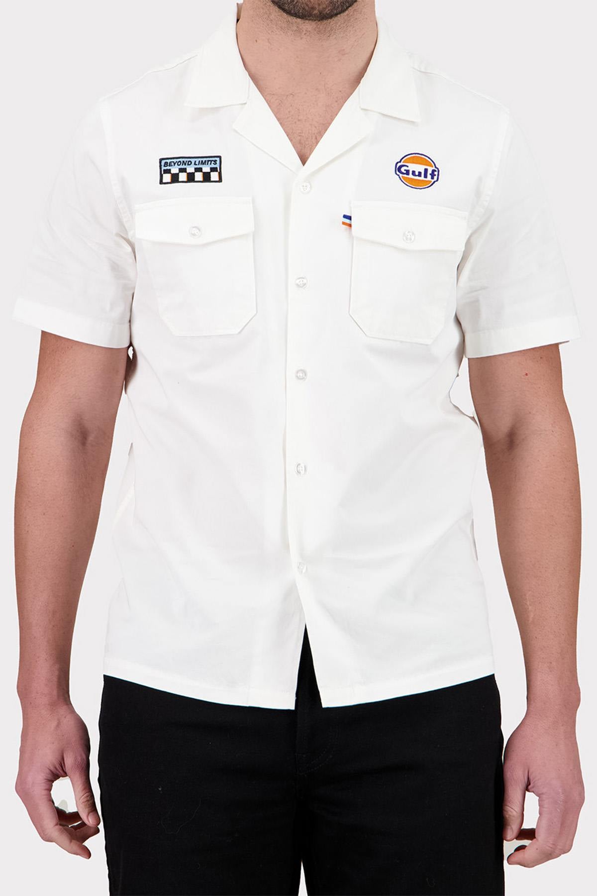 Ecru short-sleeved shirt with chest pockets - Image n°3