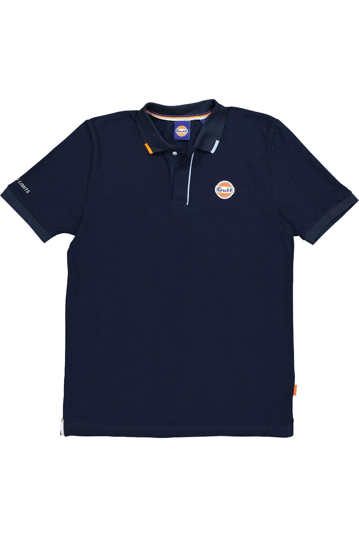 Navy blue cotton polo shirt with heart logo - Image n°5