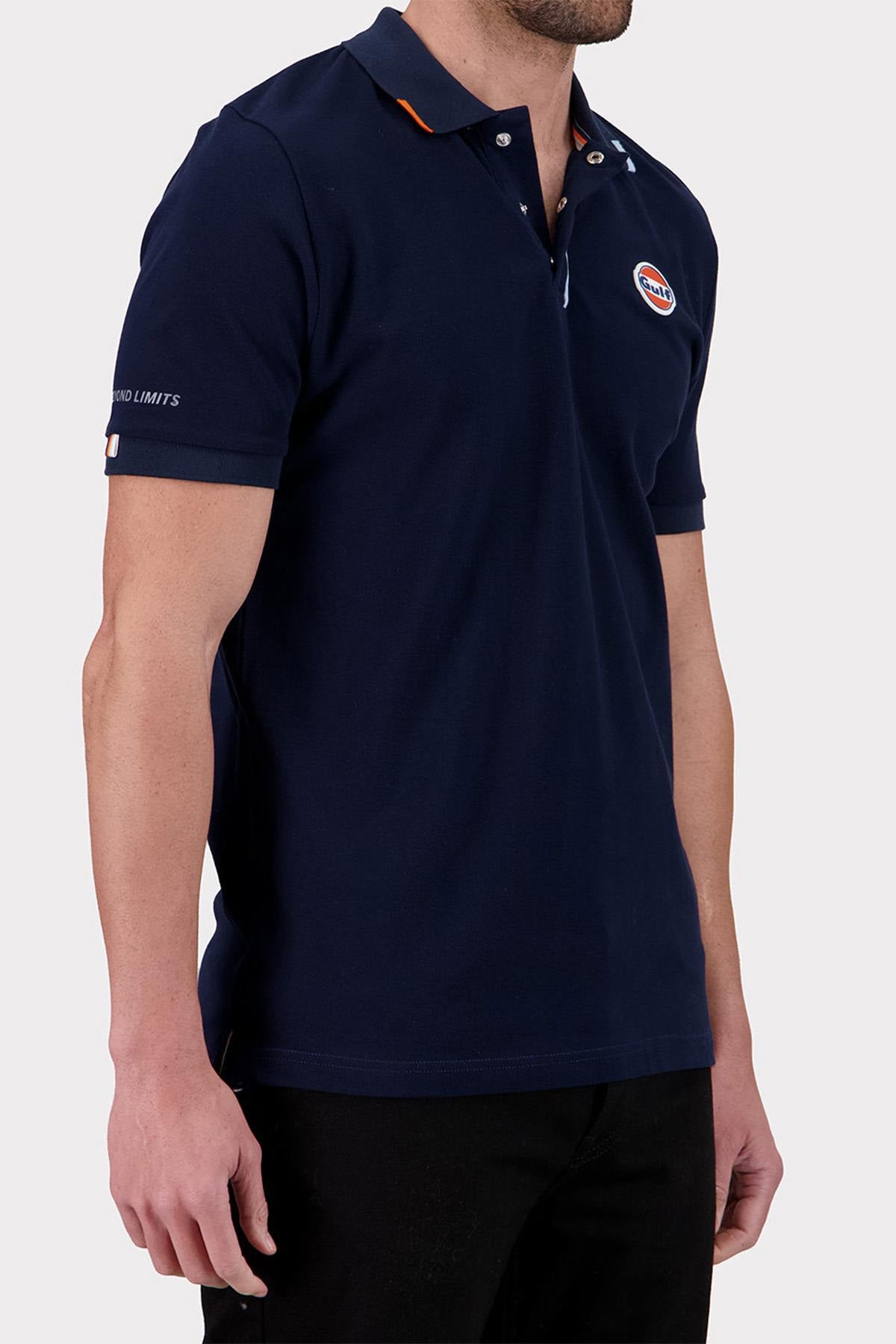 Navy blue cotton polo shirt with heart logo - Image n°4