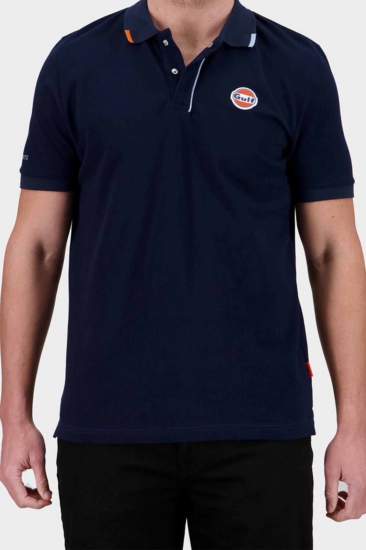 Navy blue cotton polo shirt with heart logo - Image n°2