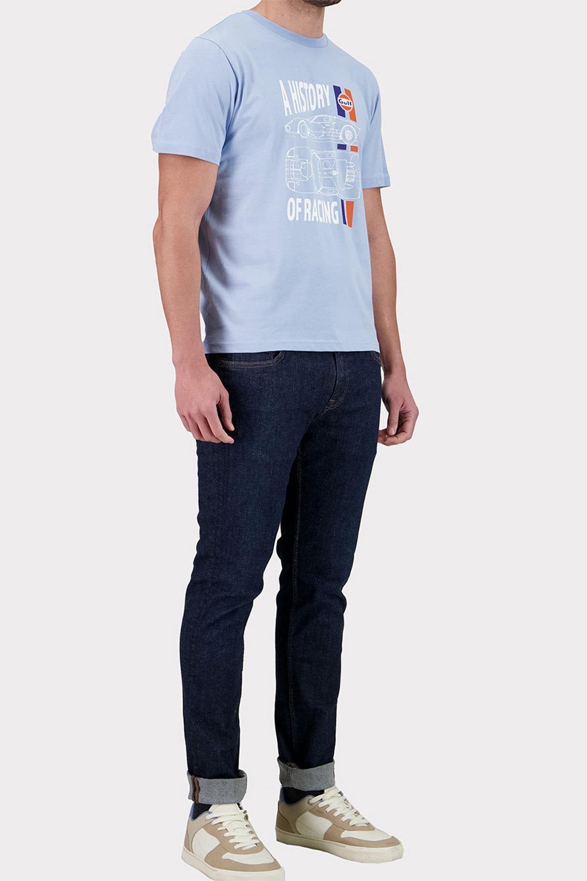 Light blue racing cotton t-shirt - Image n°3