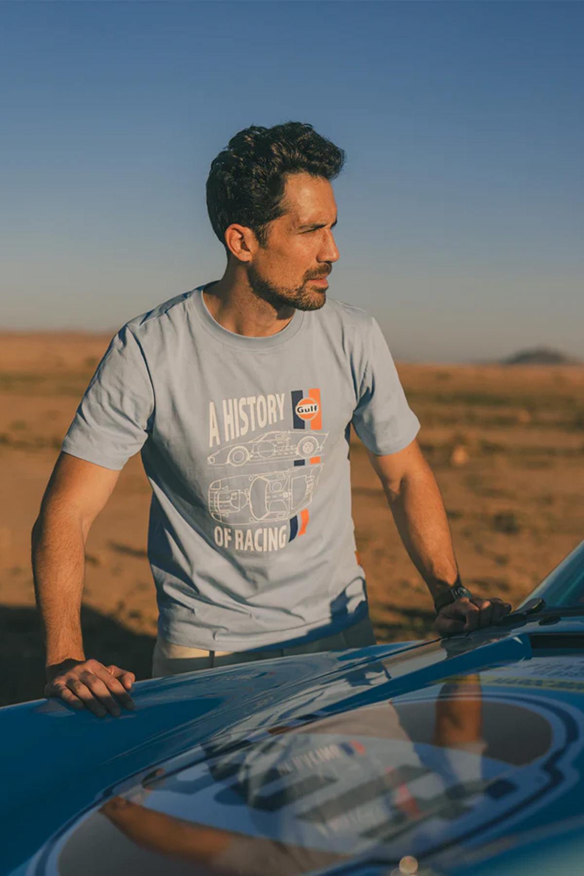 Light blue racing cotton t-shirt - Image n°1