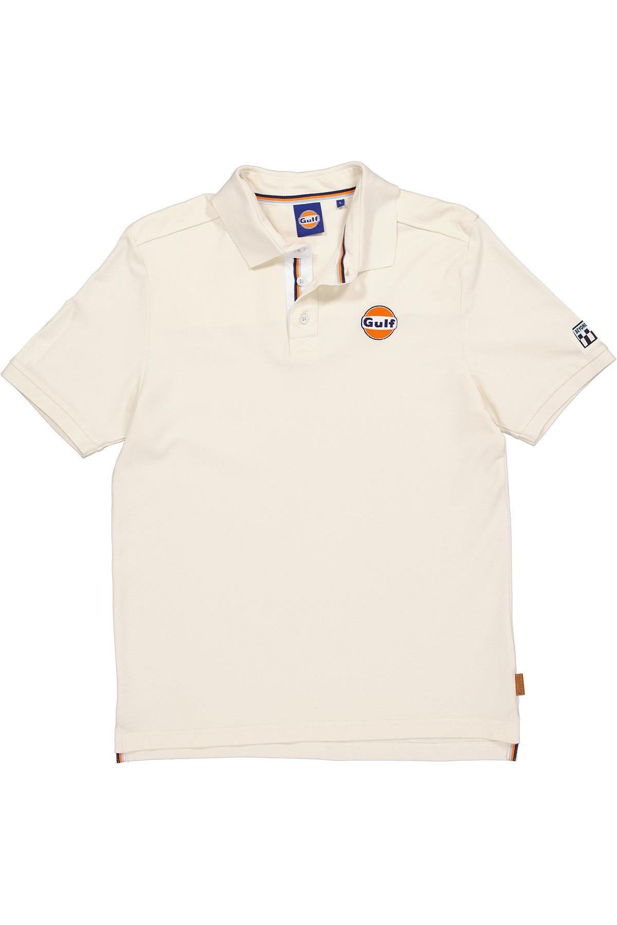 Ecru cotton polo shirt with heart logo - Image n°6