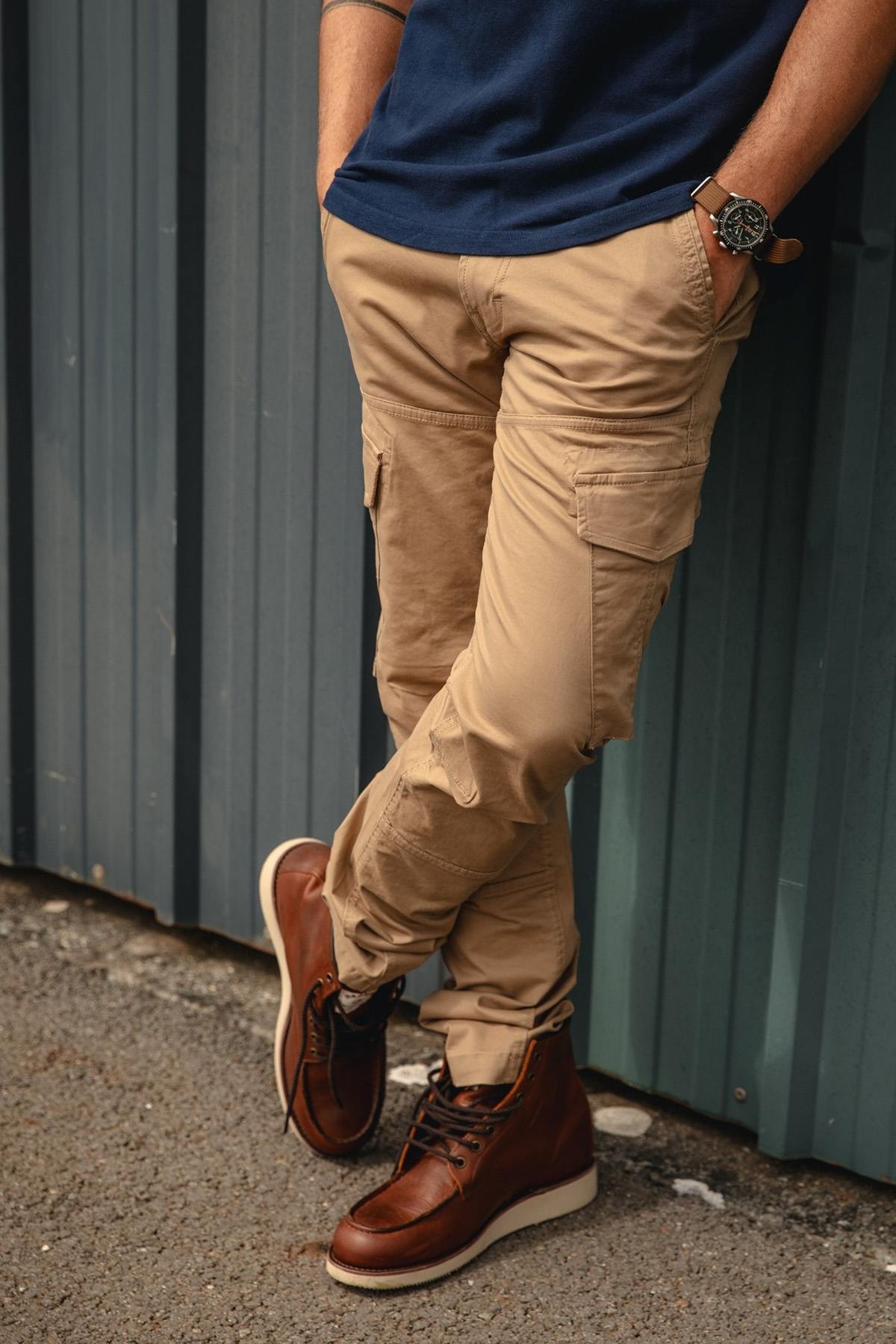 Beige cotton cargo pants - Image n°1