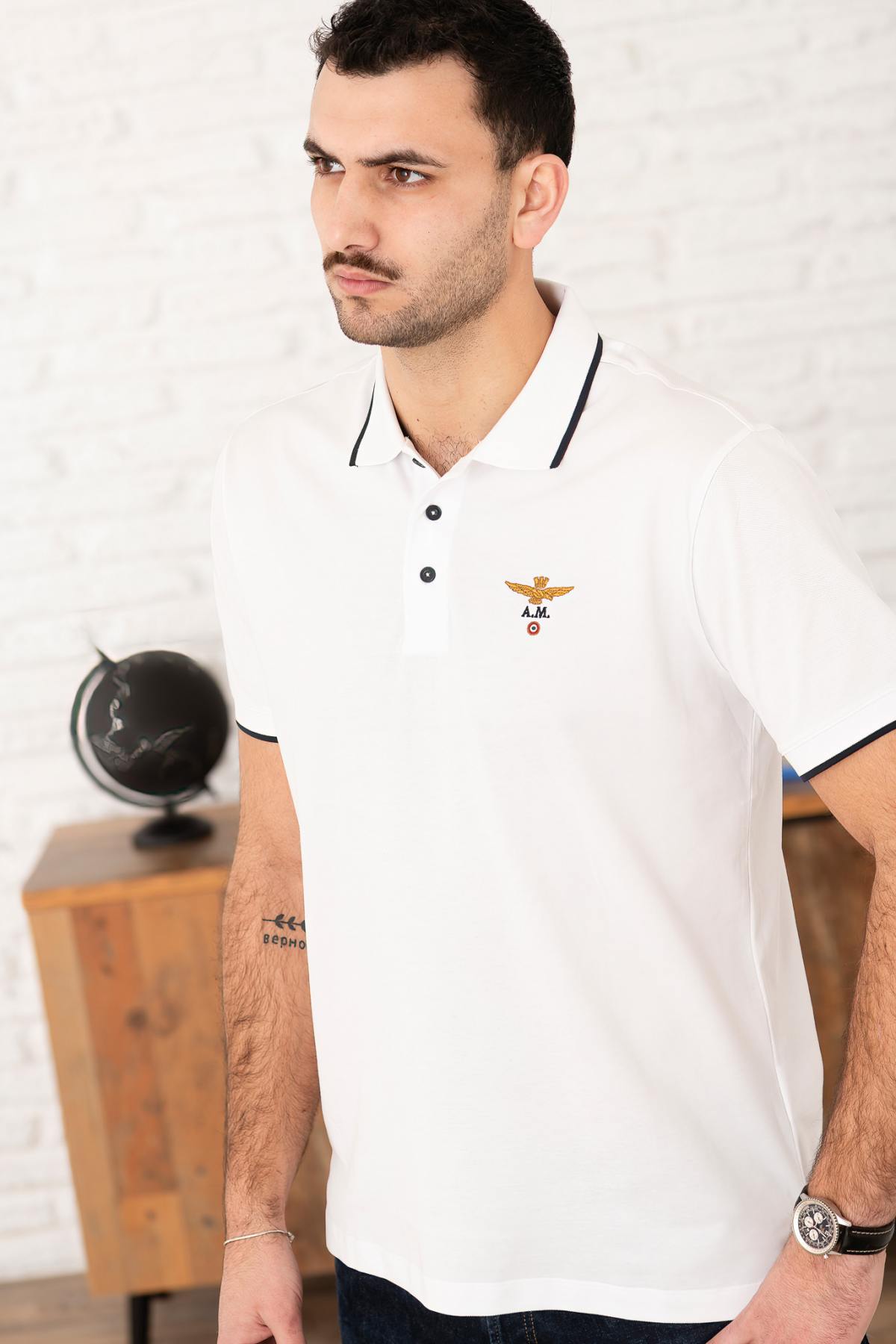 Men's Off-White Cotton Polo Shirt - Image n°1