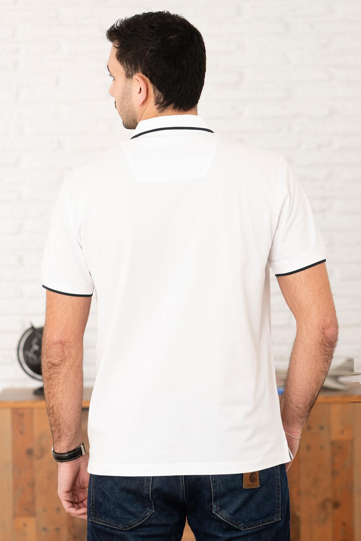 Men's Off-White Cotton Polo Shirt - Image n°3