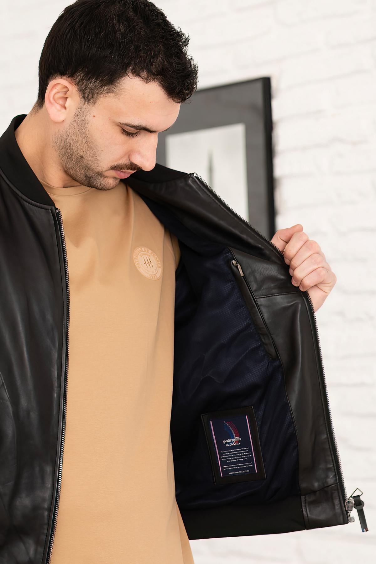 Black leather bomber jacket Patrouille de France - Image n°8