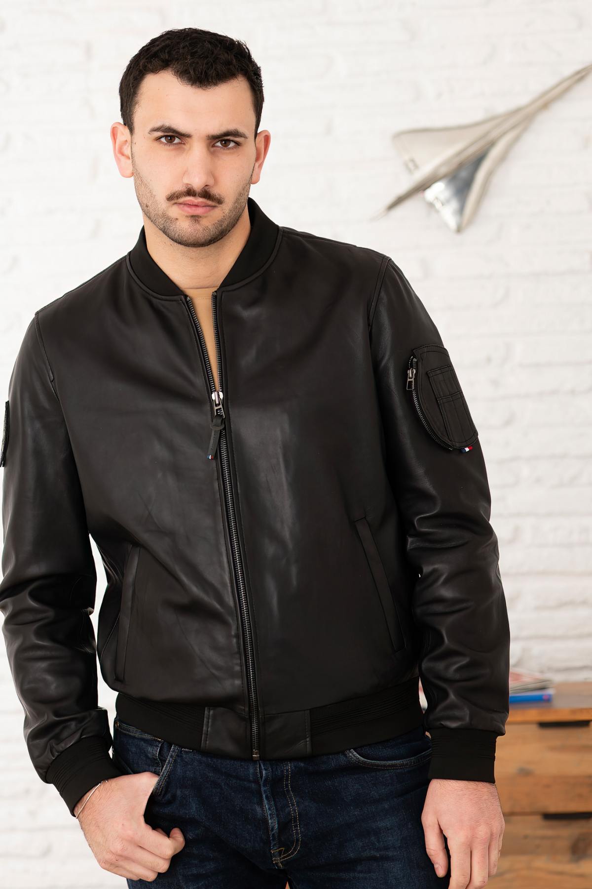 Black leather bomber jacket Patrouille de France - Image n°6