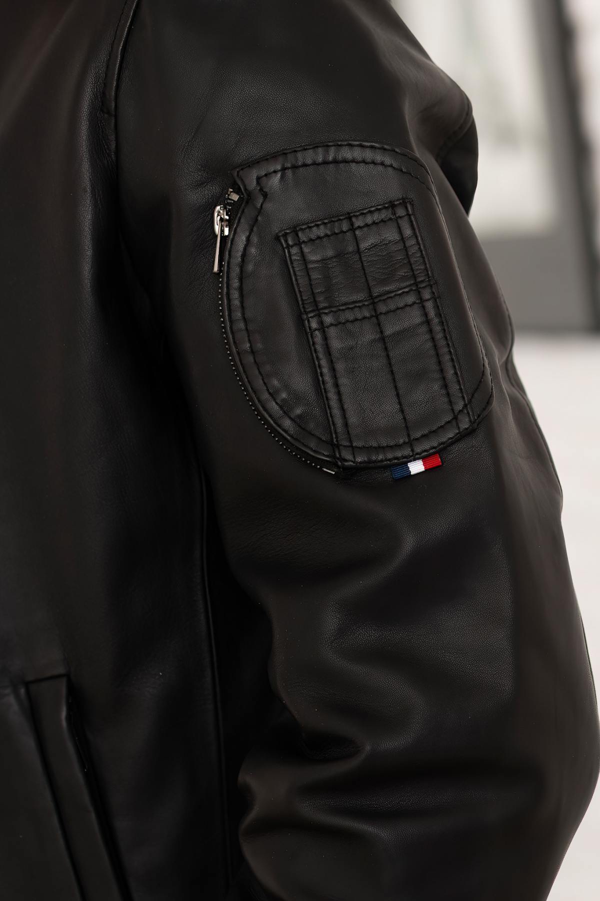 Black leather bomber jacket Patrouille de France - Image n°3