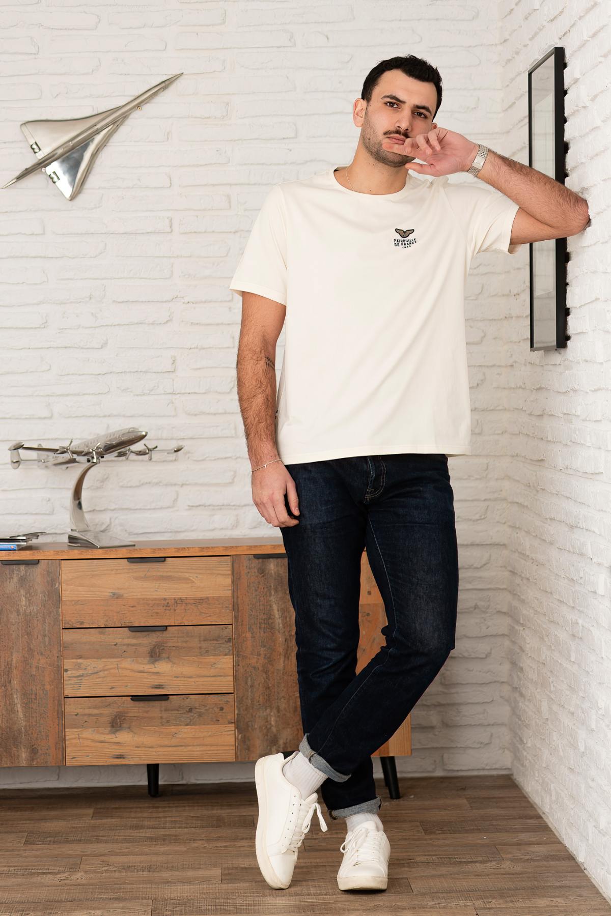 White cotton t-shirt with wings logo - Image n°2