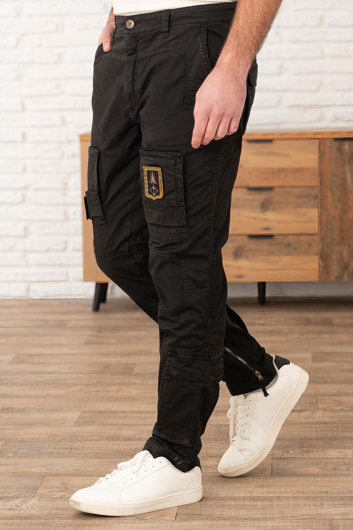 Black cotton anti-G flight pants - Image n°1