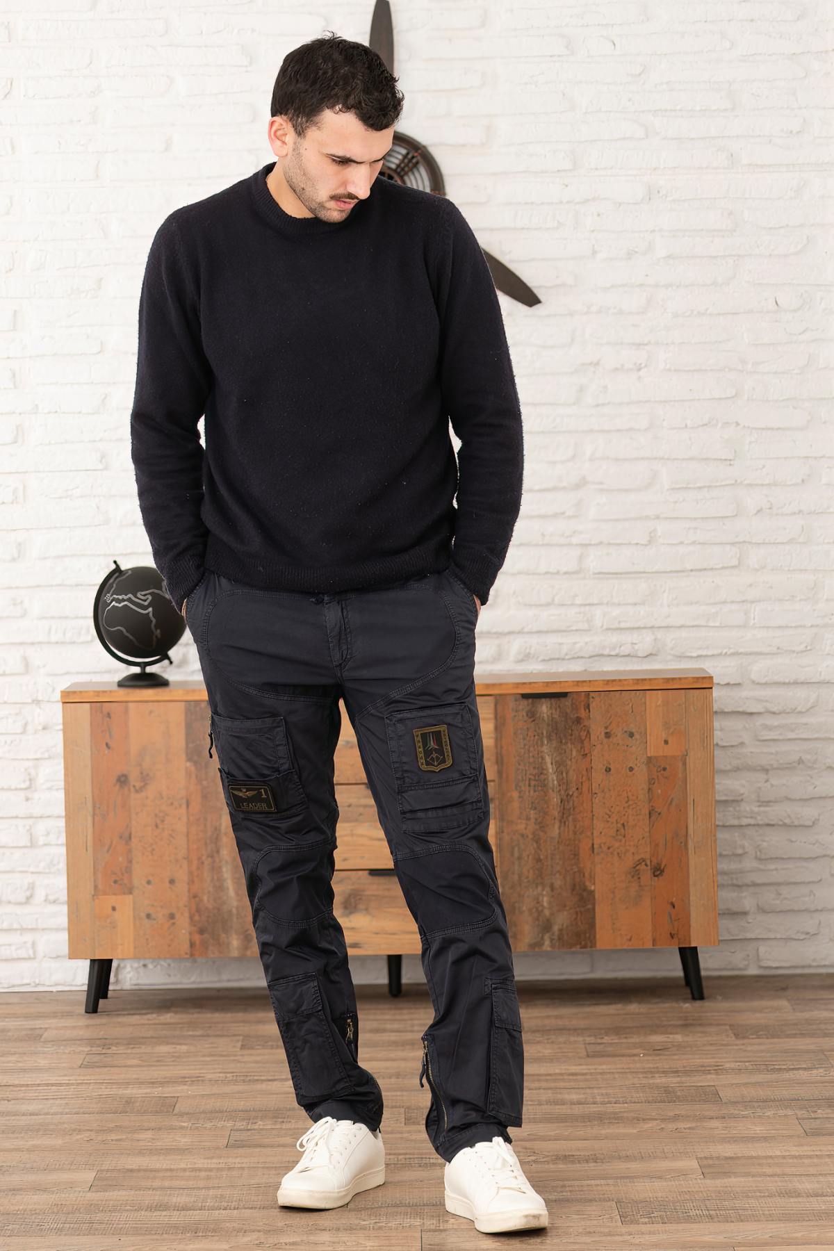 Navy blue cotton anti-G flight pants - Image n°2