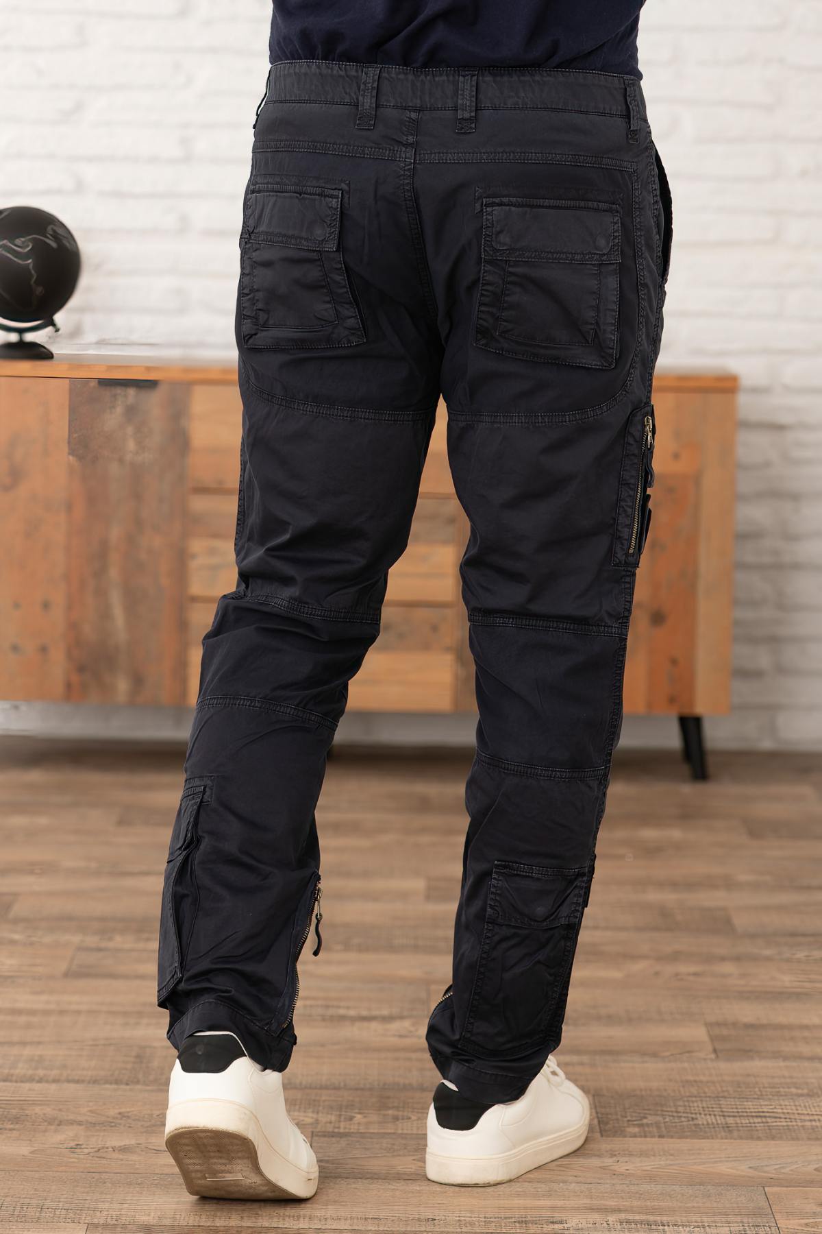 Navy blue cotton anti-G flight pants - Image n°4