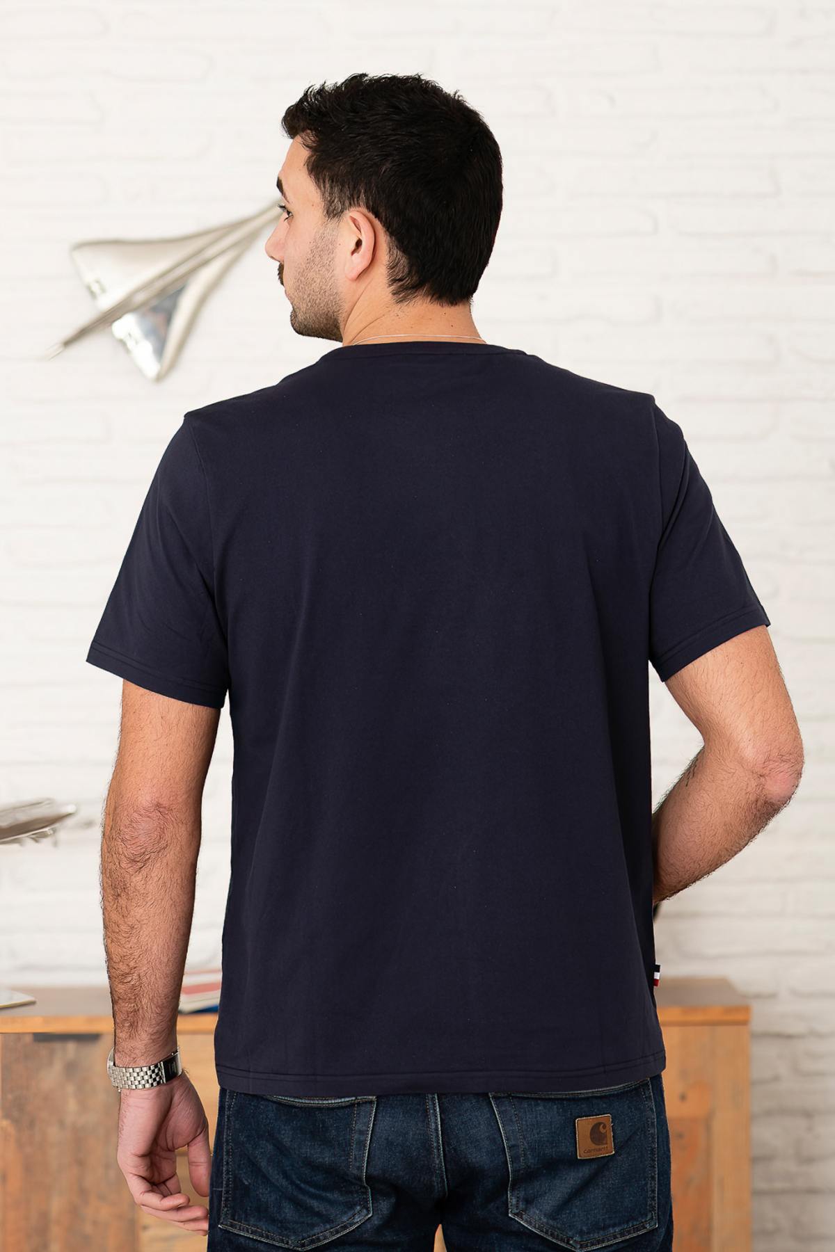 Navy blue cotton t-shirt with wings logo - Image n°4