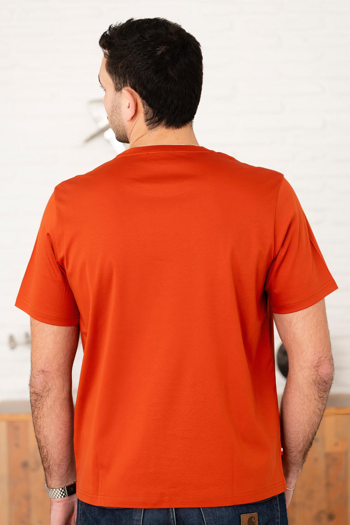 Rust-colored cotton t-shirt with tone-on-tone logo - Image n°3