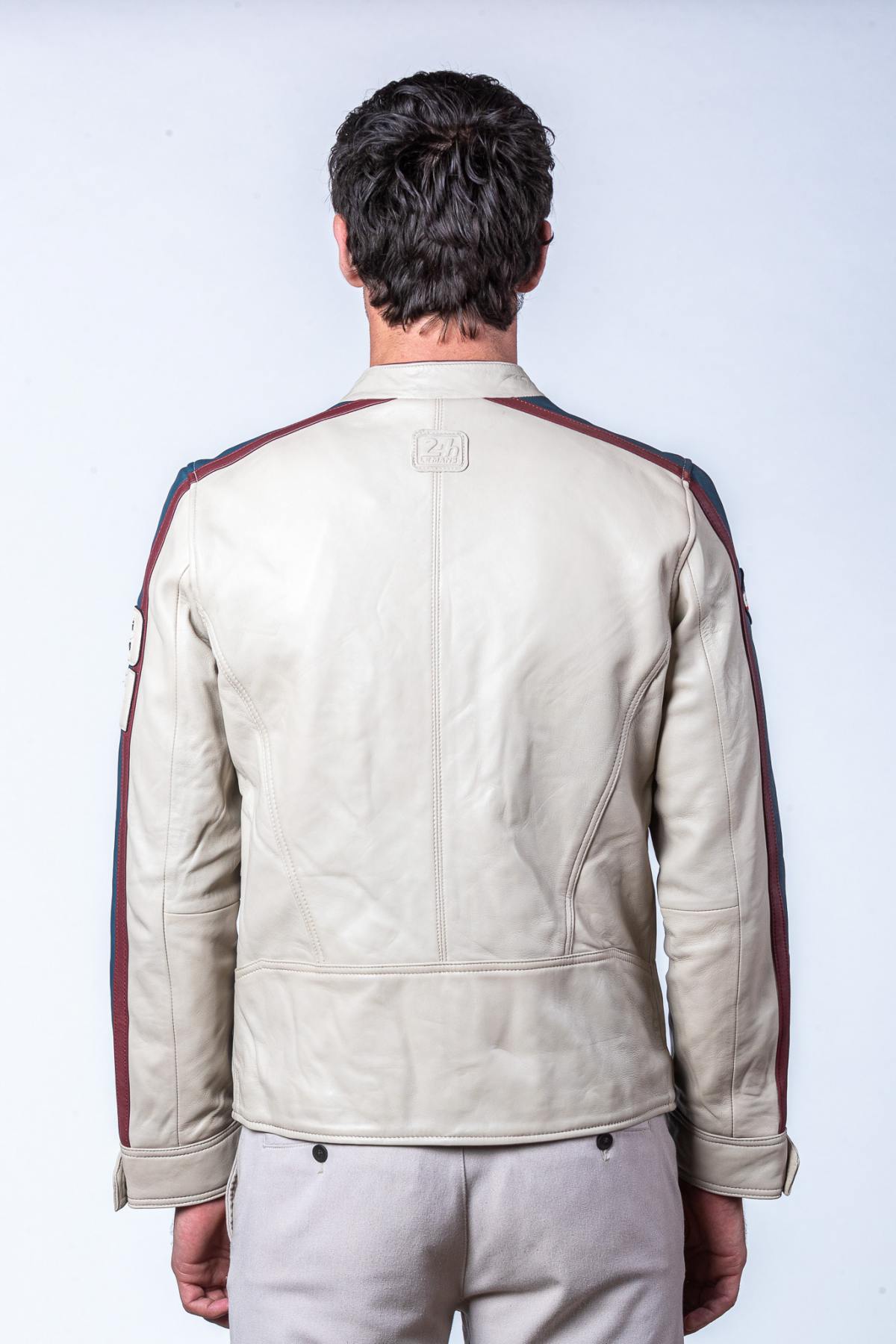 Steve McQueen ecru biker collar leather jacket - Image n°4