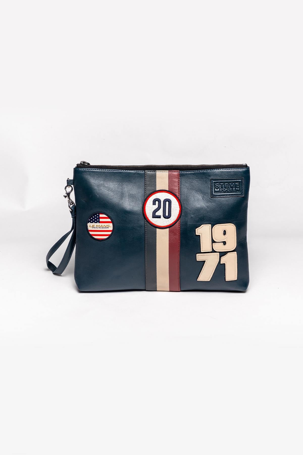 Steve McQueen Royal Blue Racing Leather Pouch - Image n°1