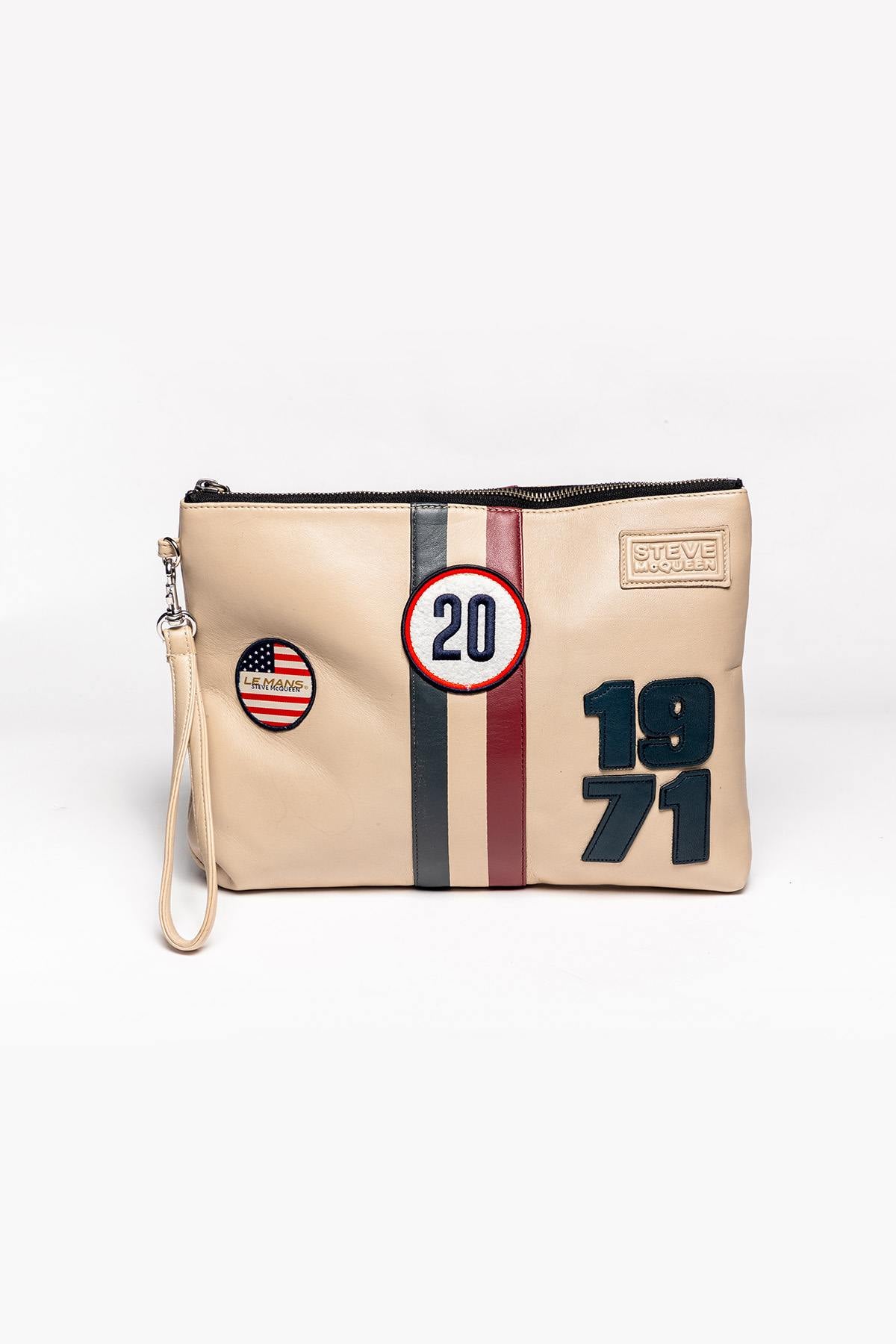 Steve McQueen ecru racing leather pouch - Image n°1