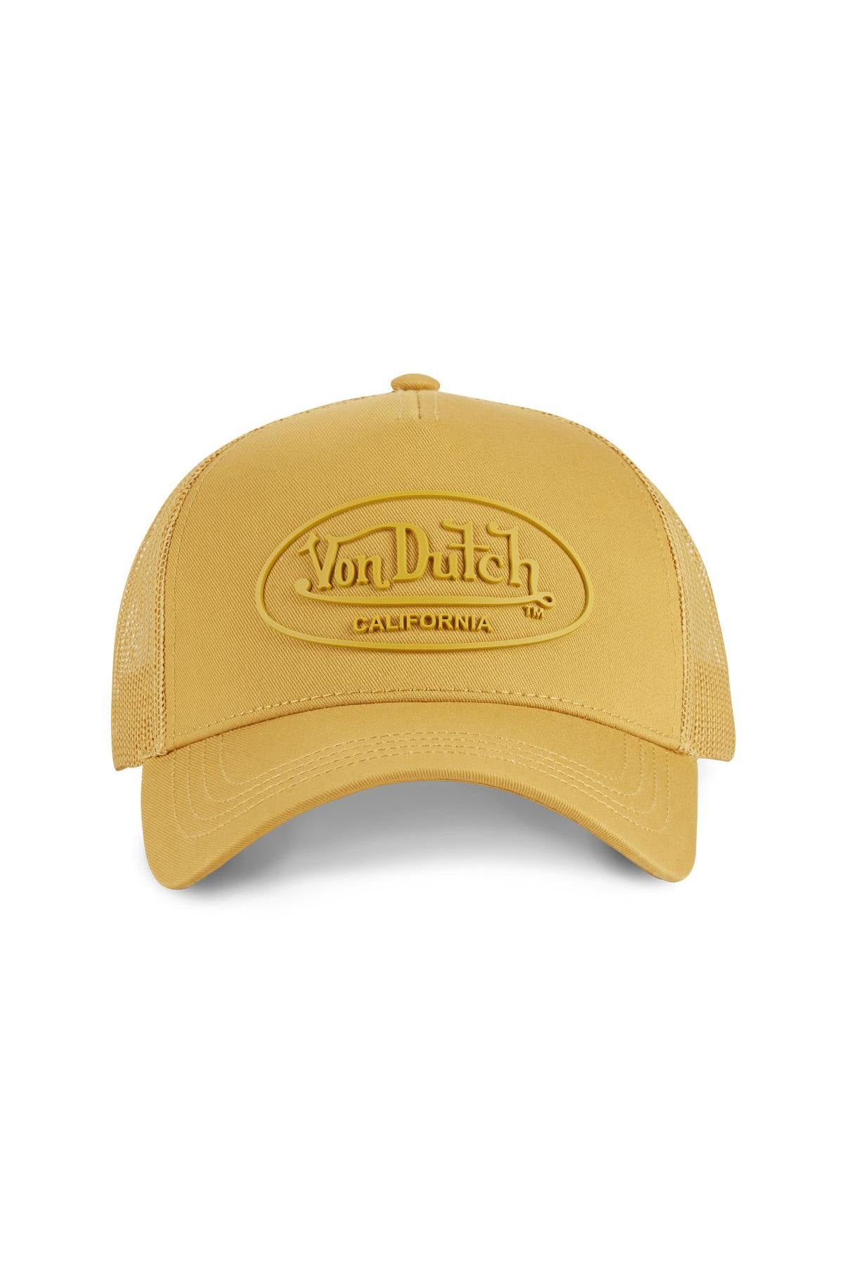 Mustard yellow cap with rubber logo - Image n°3