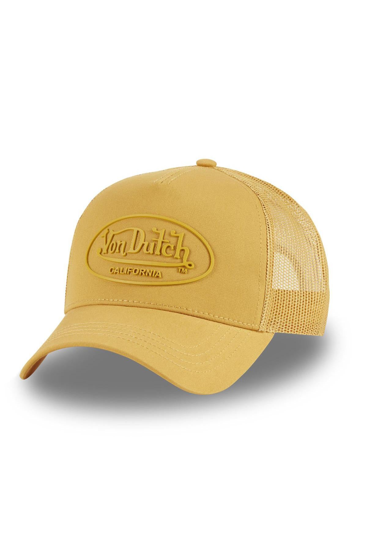 Mustard yellow cap with rubber logo - Image n°1