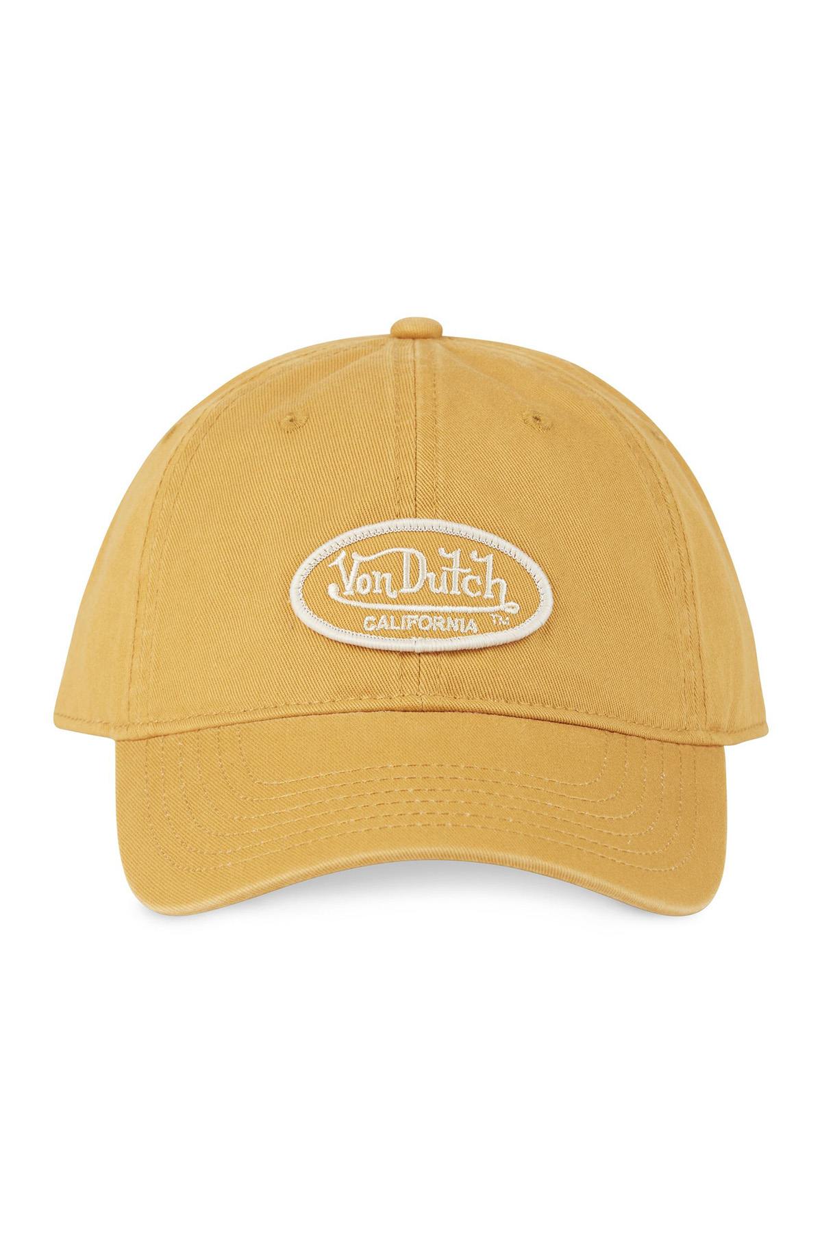 Yellow cotton twill cap with logo - Image n°3