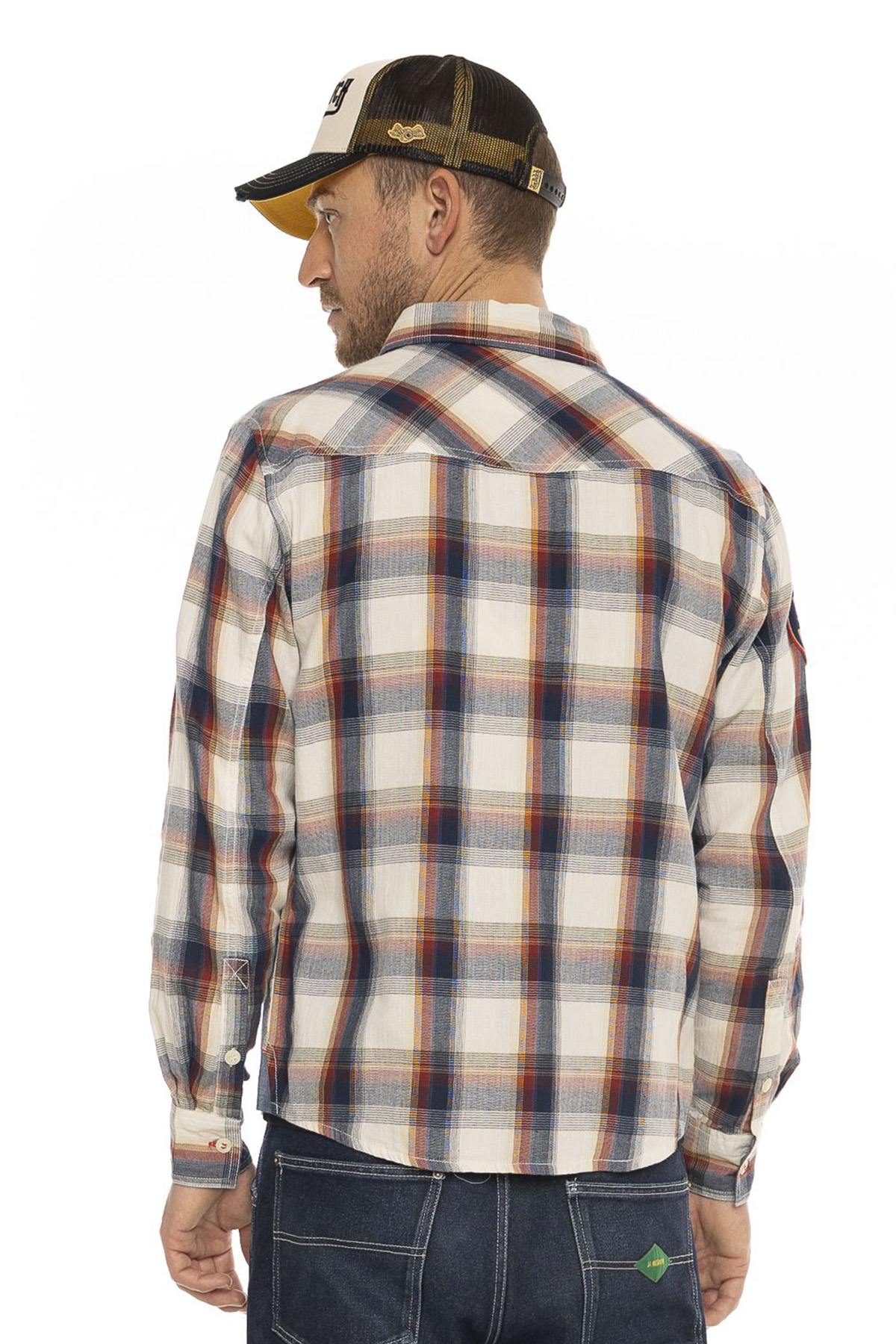 Plaid cotton shirt with badges - Image n°4