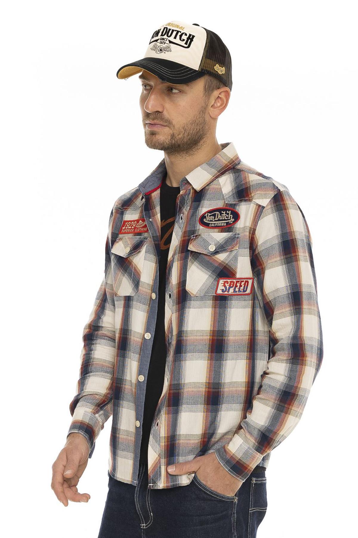 Plaid cotton shirt with badges - Image n°3