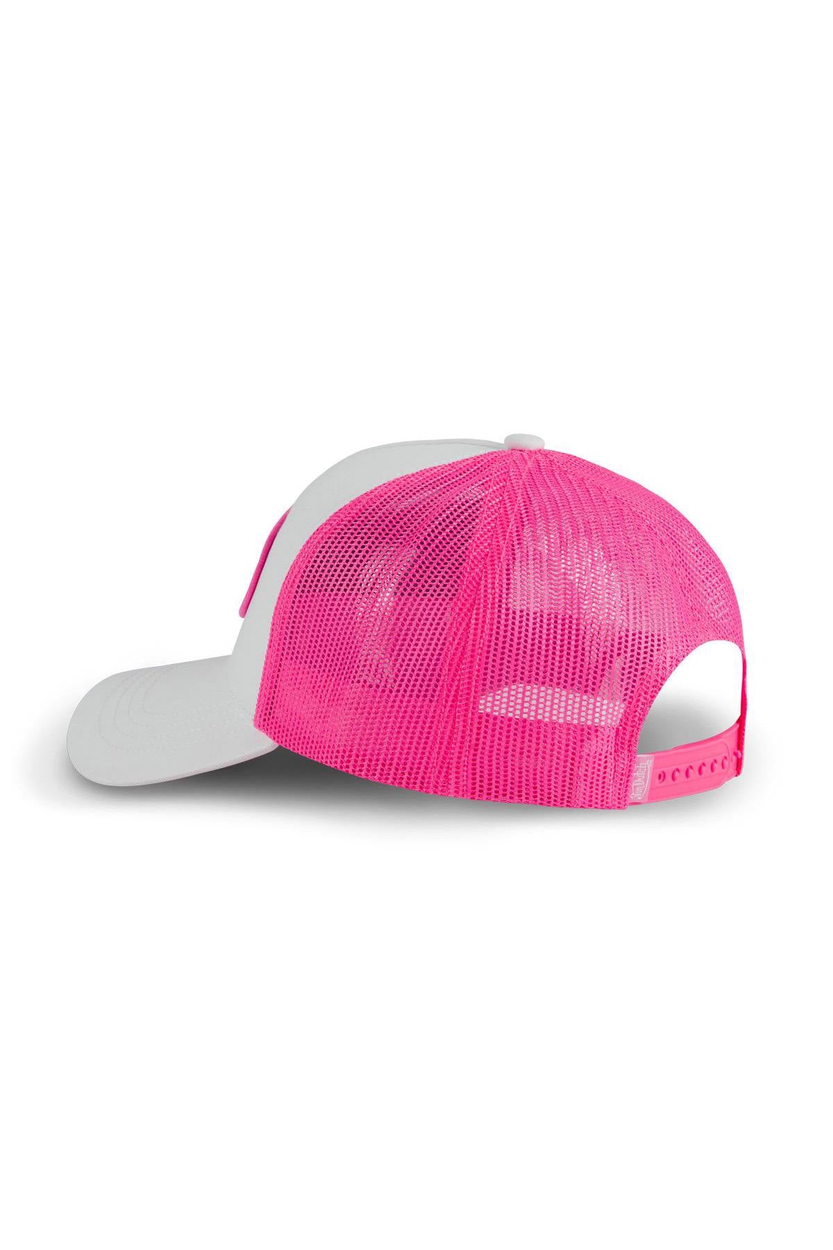 White and neon pink cap with logo - Image n°2