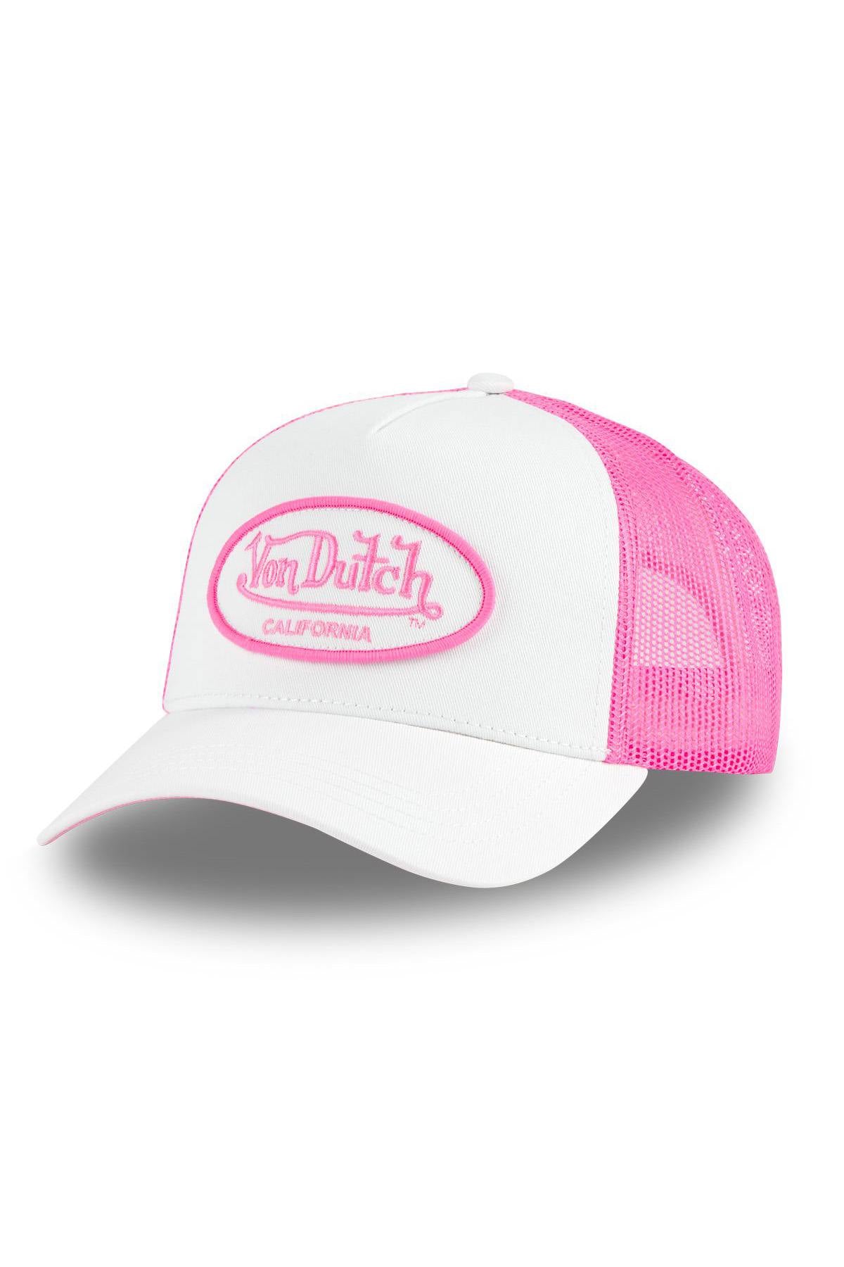 White and neon pink cap with logo - Image n°1