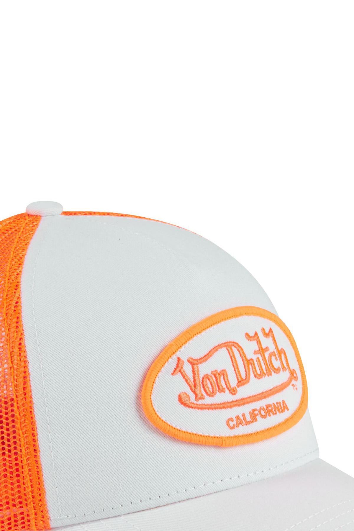 White and fluorescent orange cap with logo - Image n°3