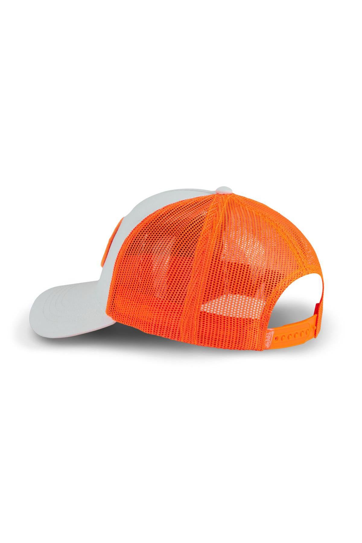 White and fluorescent orange cap with logo - Image n°2