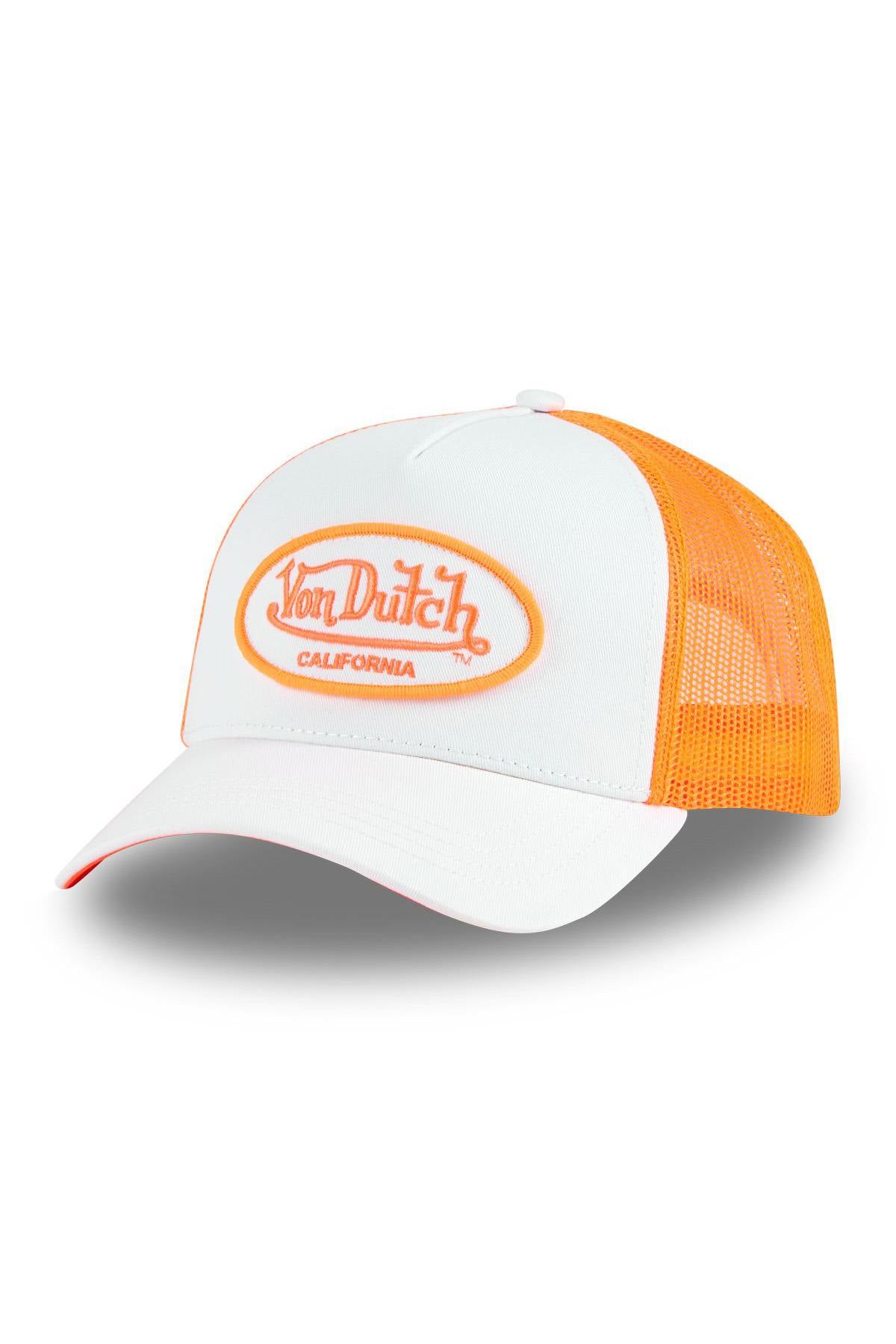 White and fluorescent orange cap with logo - Image n°1