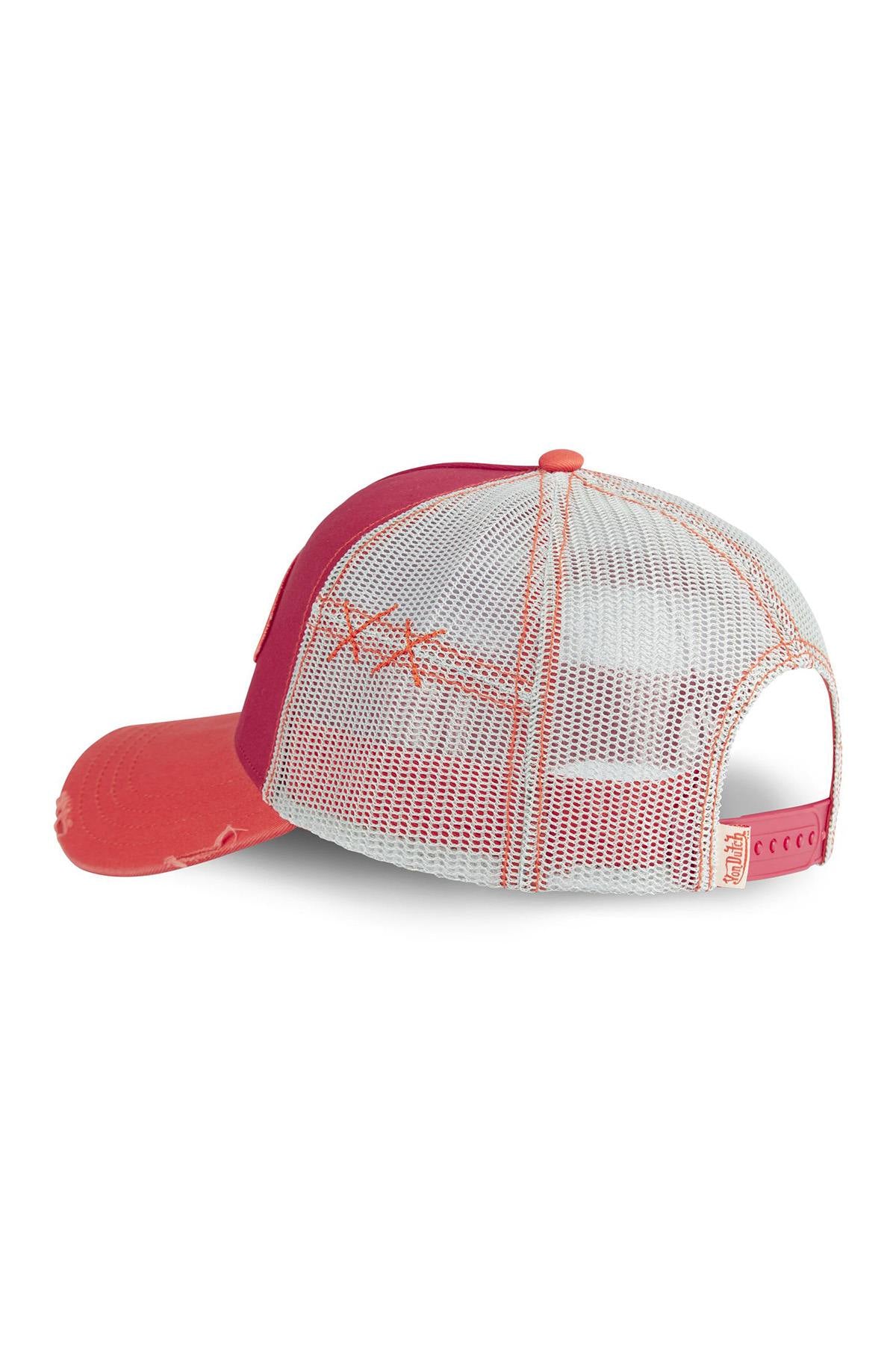 Red, orange and white cap with worn effect - Image n°2