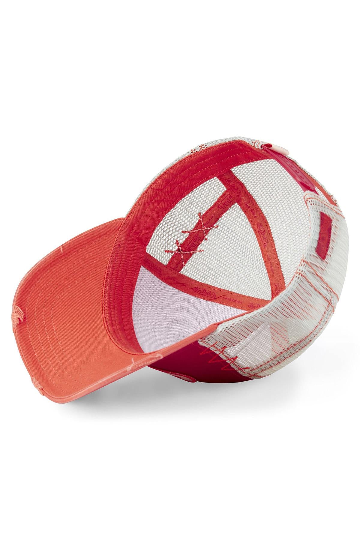 Red, orange and white cap with worn effect - Image n°5