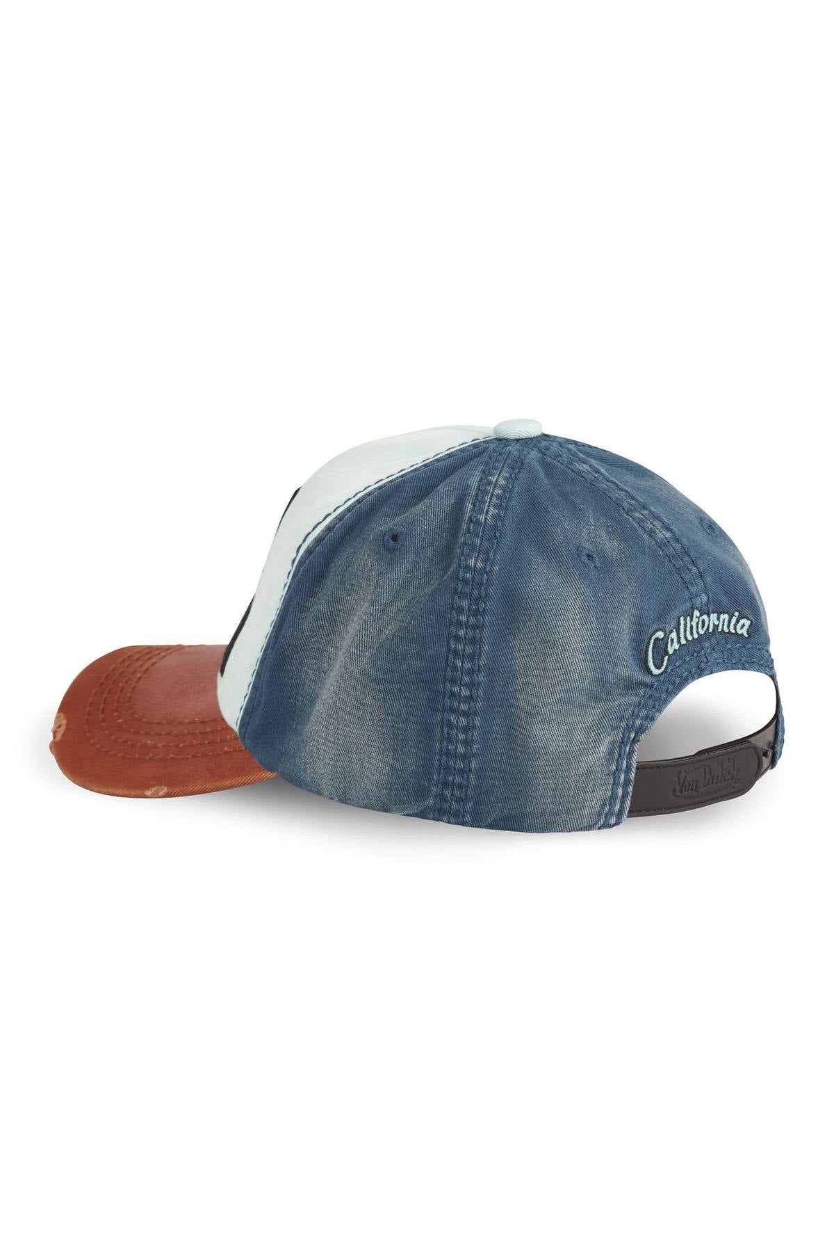 Tricolor embroidered cotton cap with worn effect - Image n°3