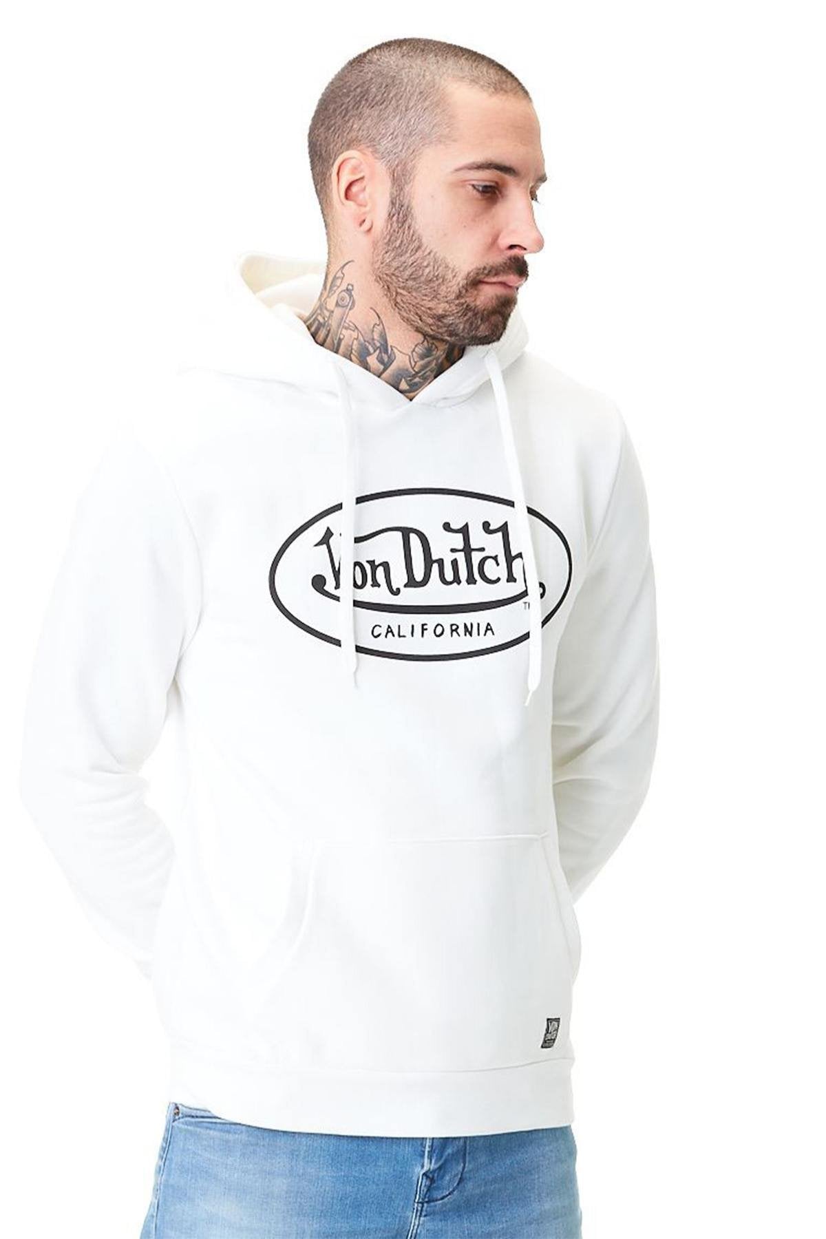 White hoodie with black logo - Image n°1