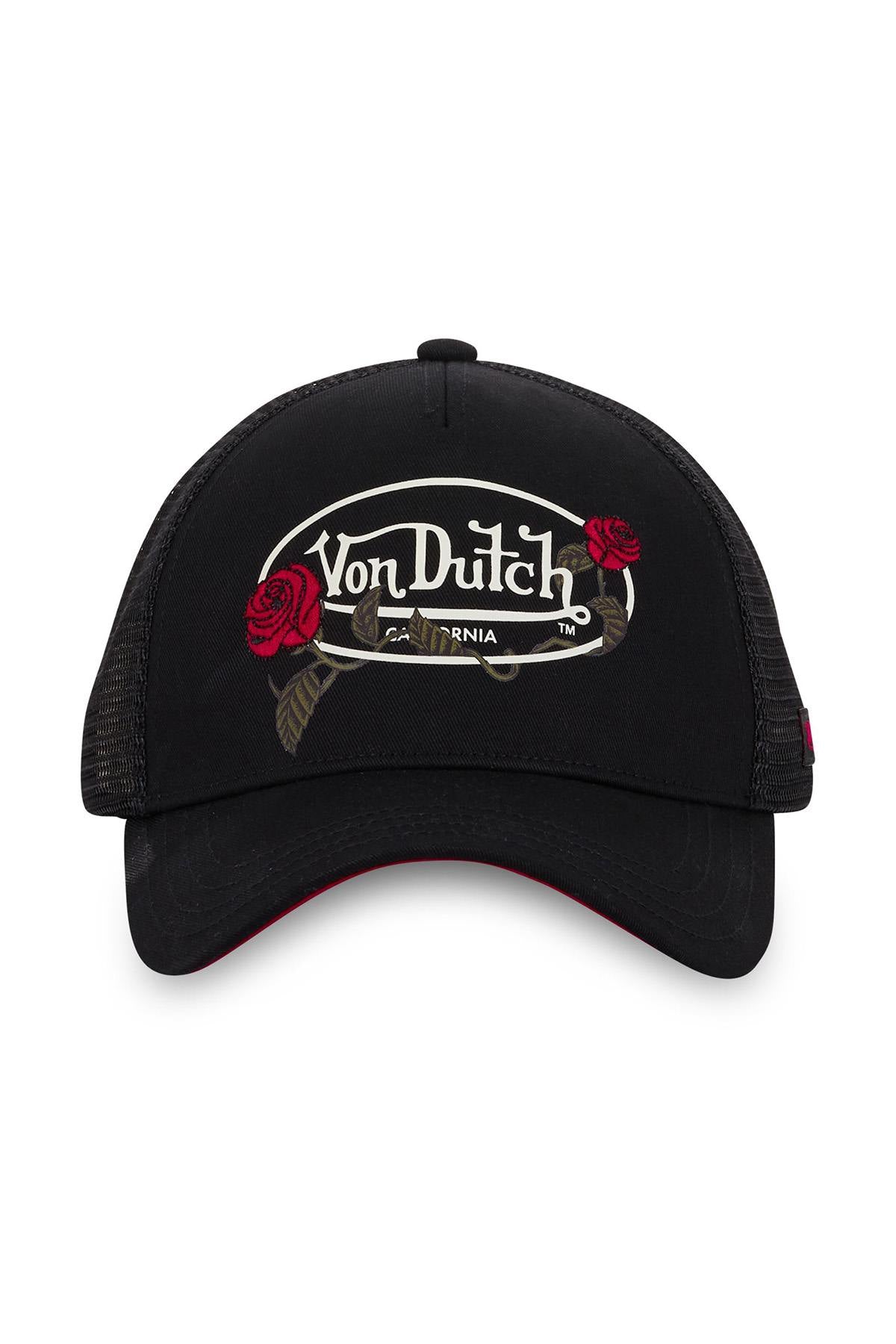 Black cap with red rose pattern logo - Image n°4