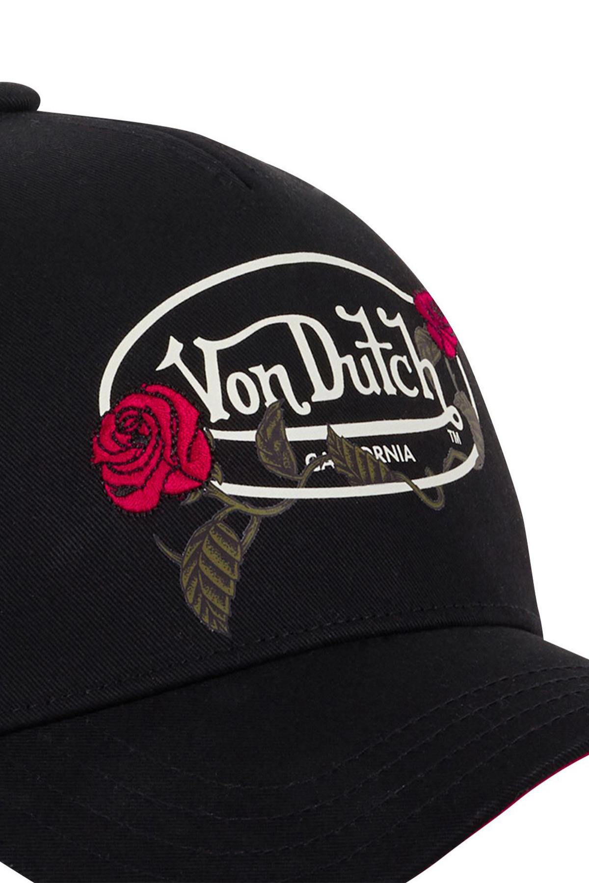 Black cap with red rose pattern logo - Image n°2