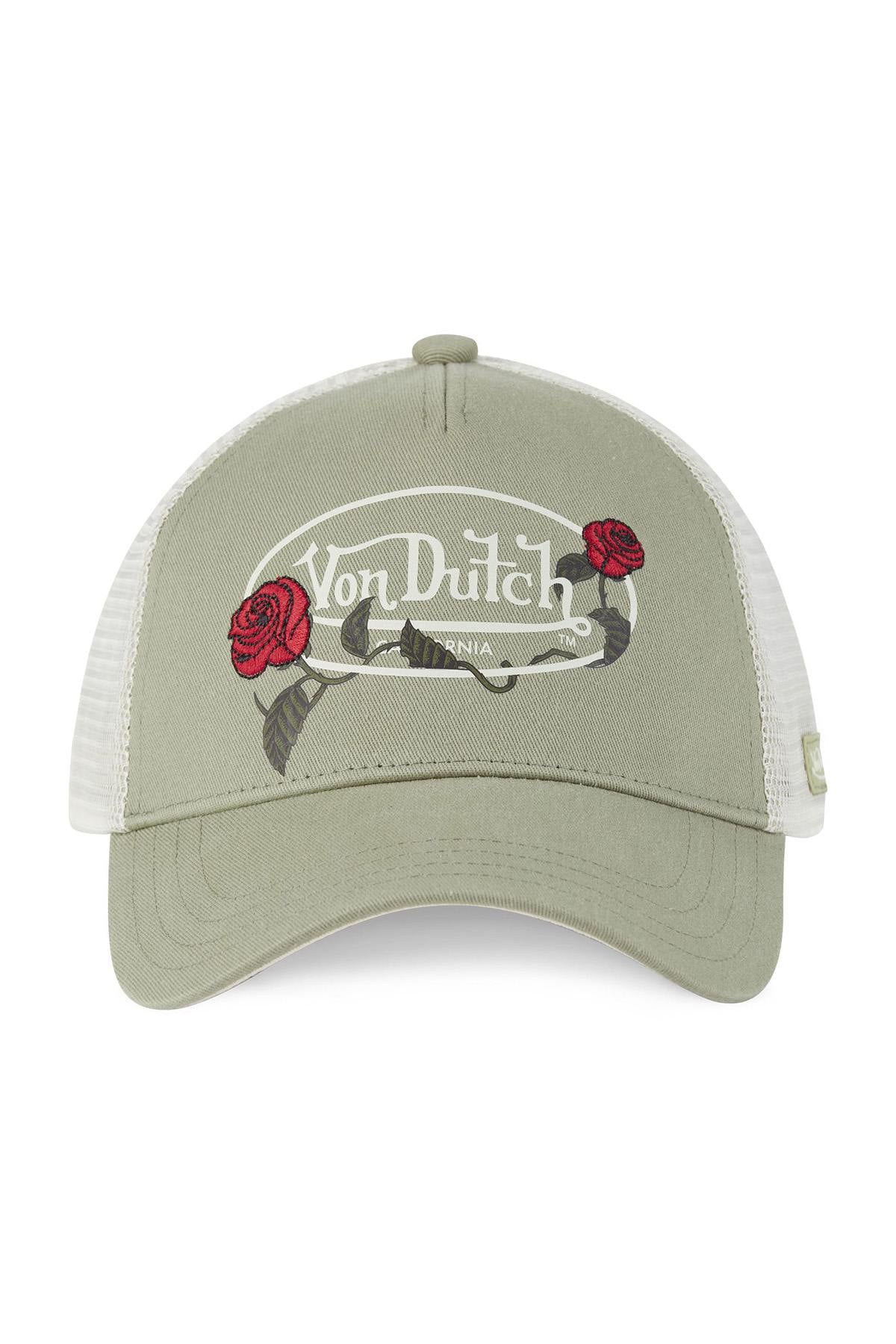 Light khaki cap with red rose pattern logo - Image n°4