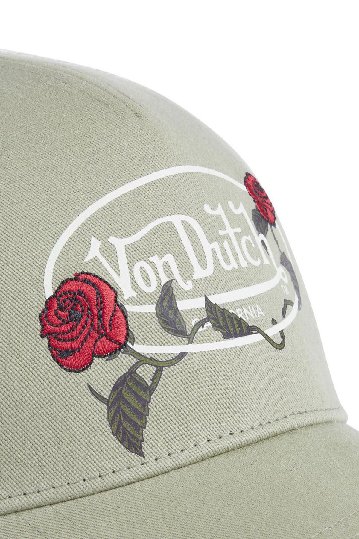 Light khaki cap with red rose pattern logo - Image n°2