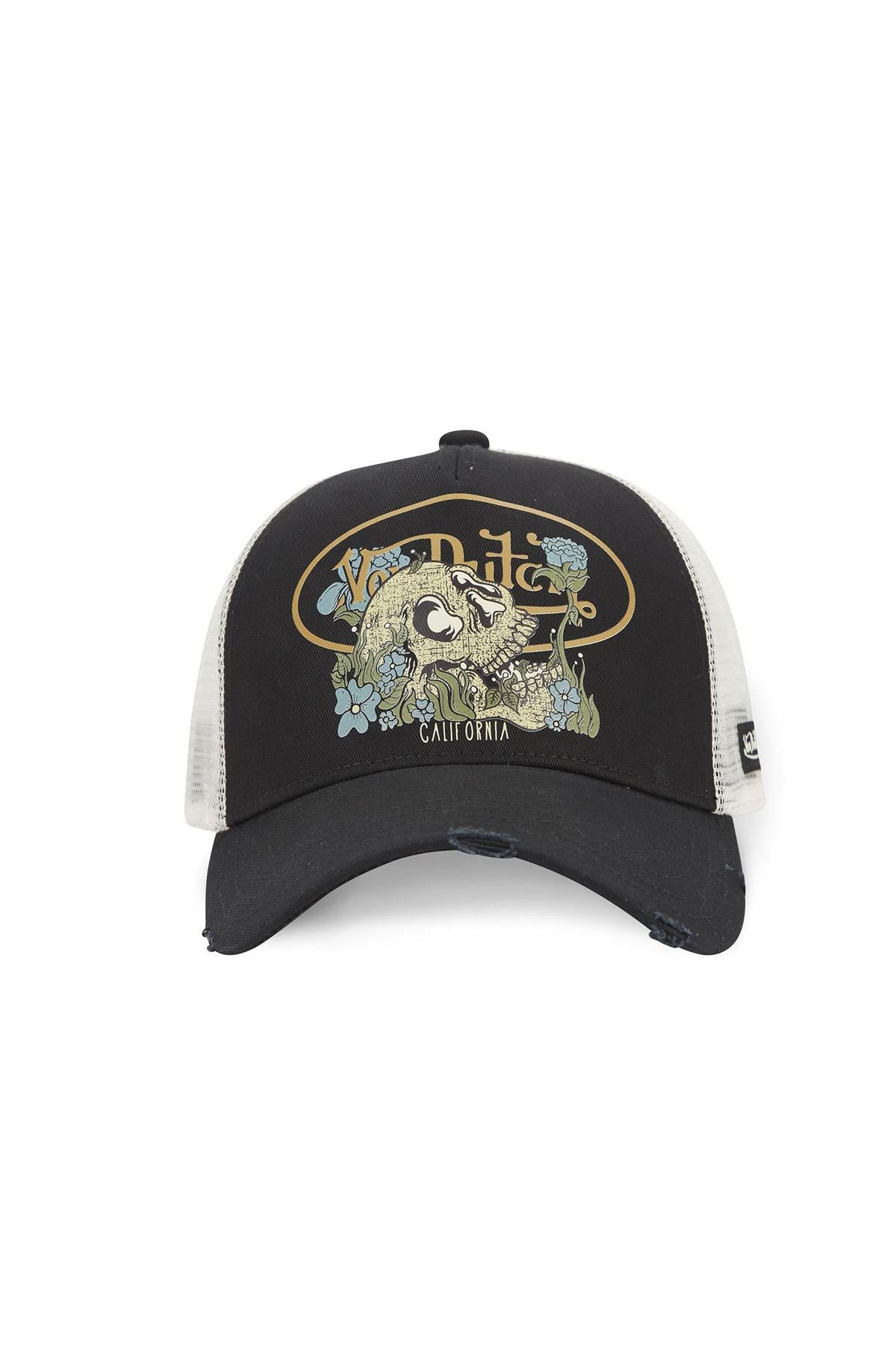 Black and white trucker cap with illustrated logo - Image n°4