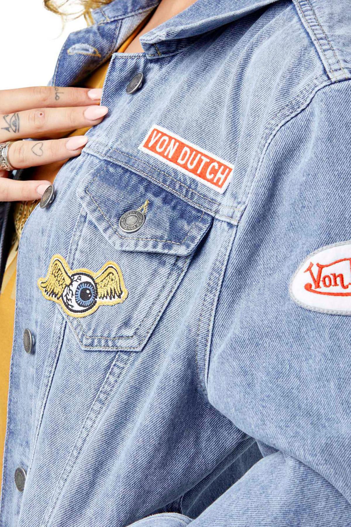 Women's denim jacket with patches - Image n°6