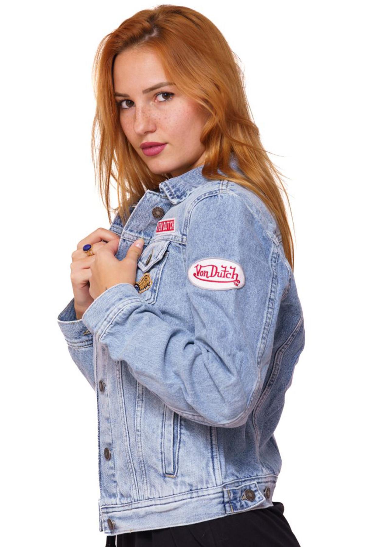 Women's denim jacket with patches - Image n°7