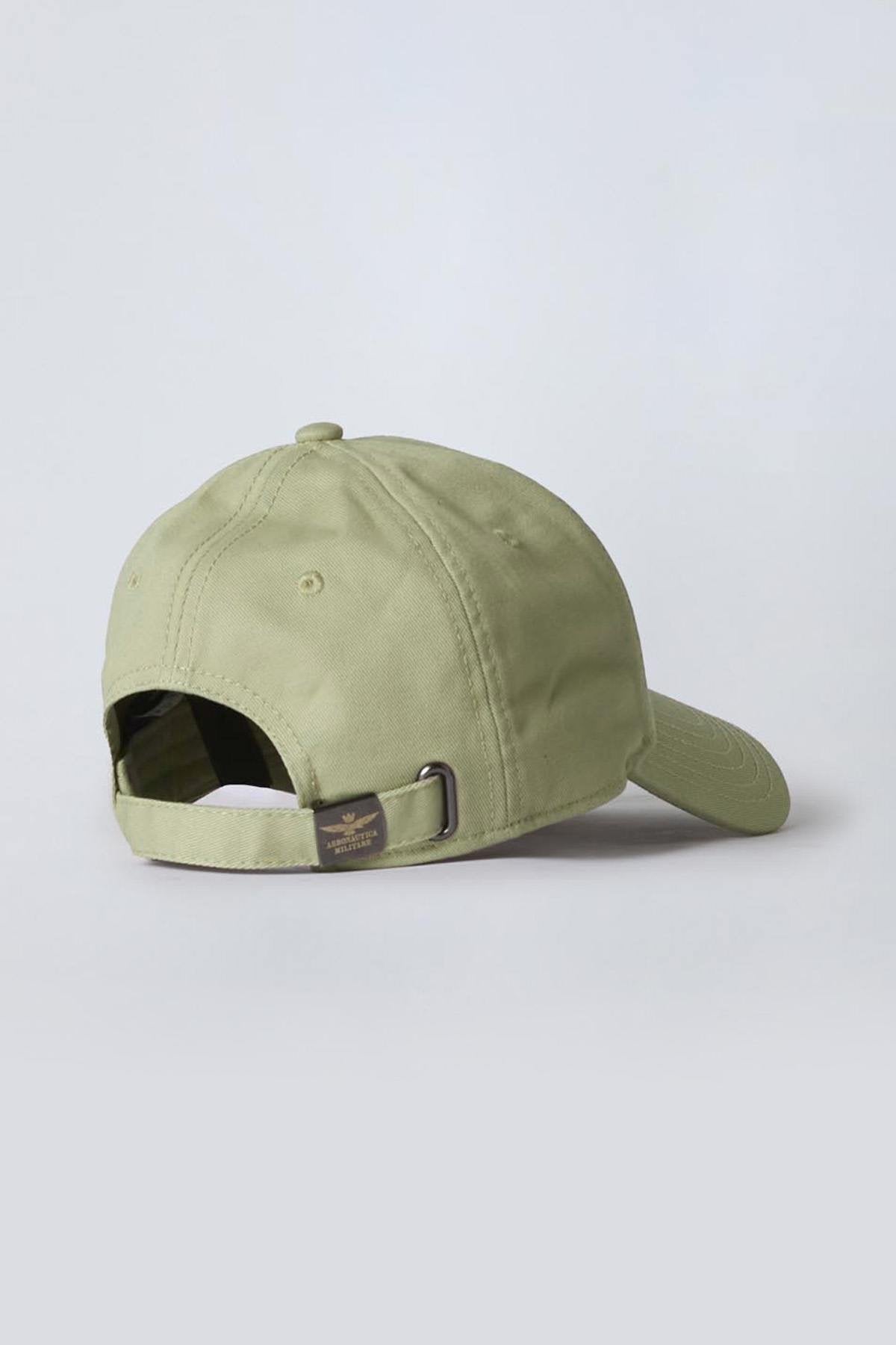 Moss green cotton cap with embossed and embroidered logo - Image n°2