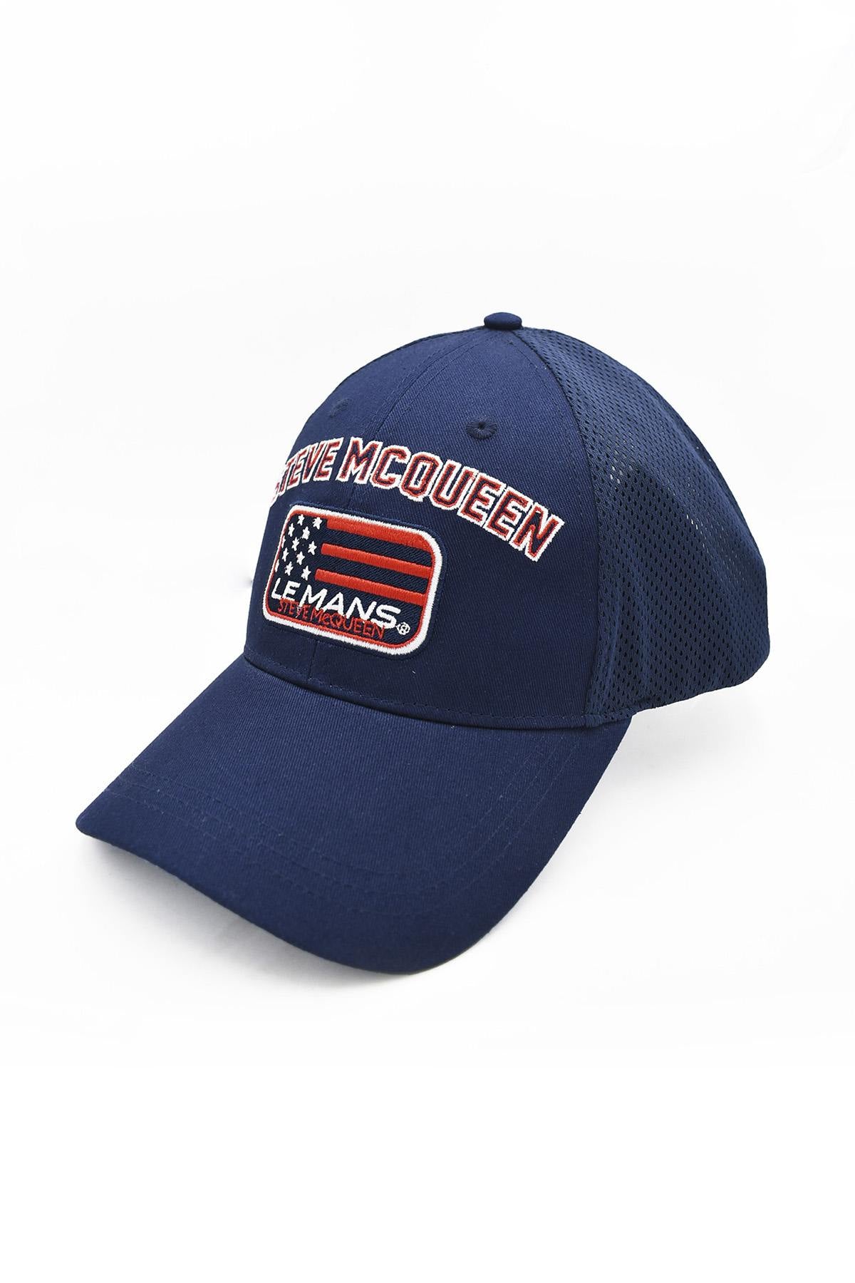 Navy blue cap with Steve McQueen embroidery - Image n°1