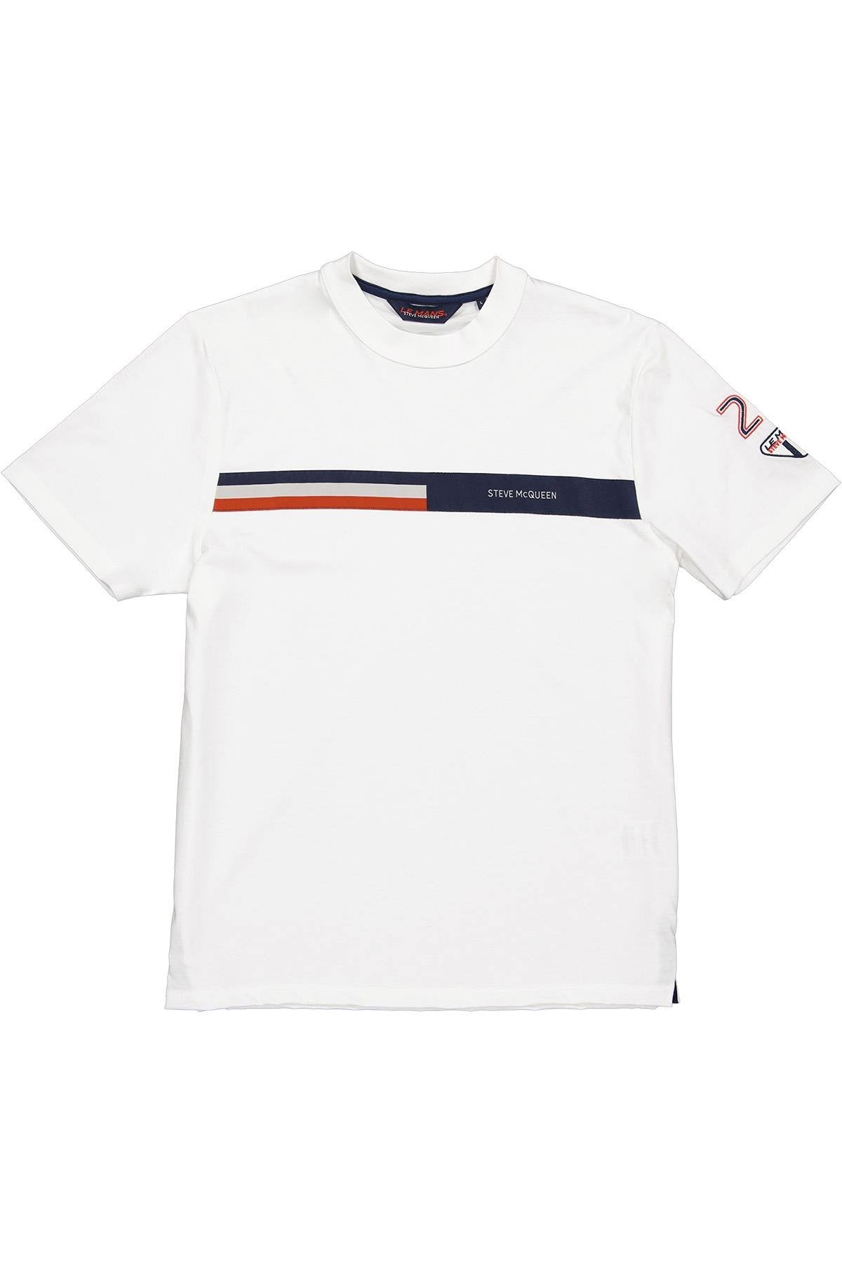 Steve McQueen white t-shirt with blue white red headband - Image n°3