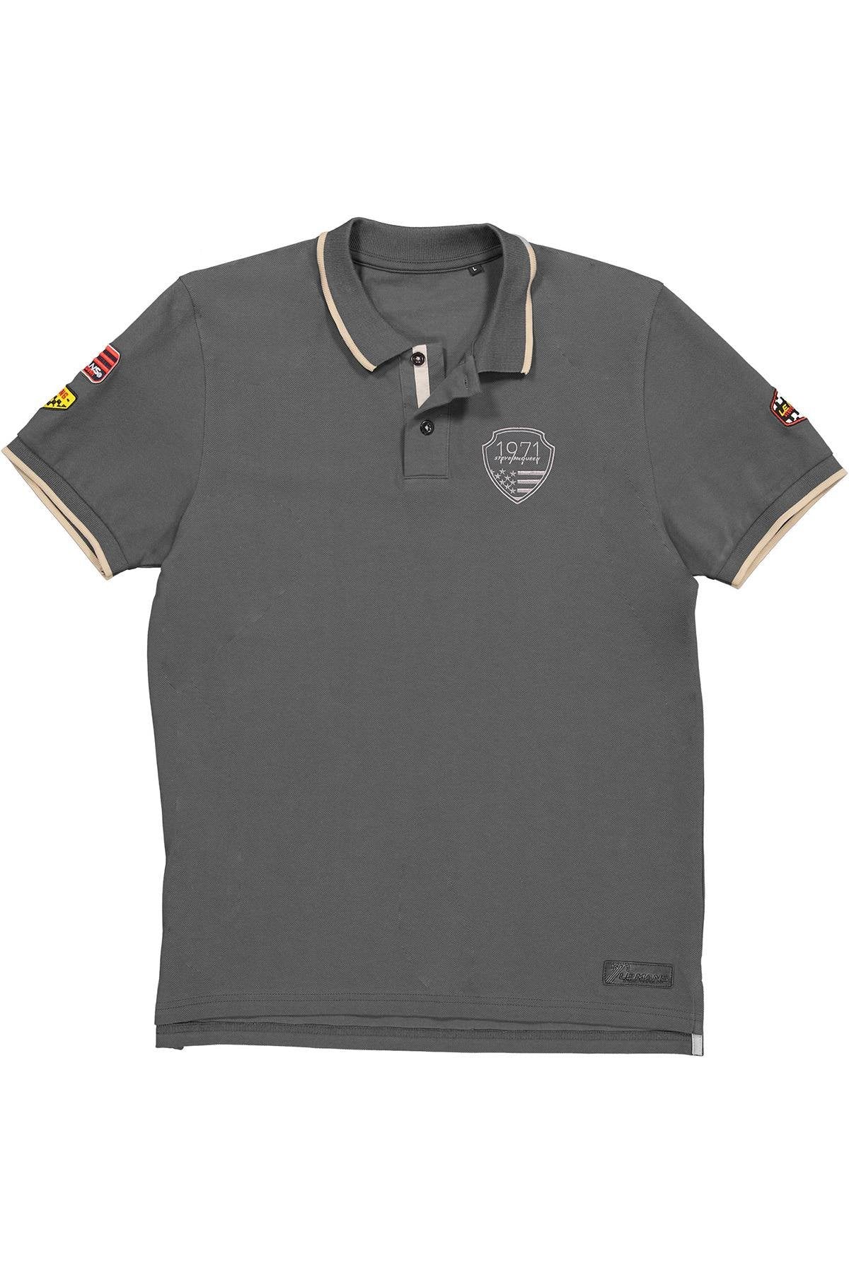 Jet Black Cotton Polo Shirt with Steve McQueen Crest - Image n°4