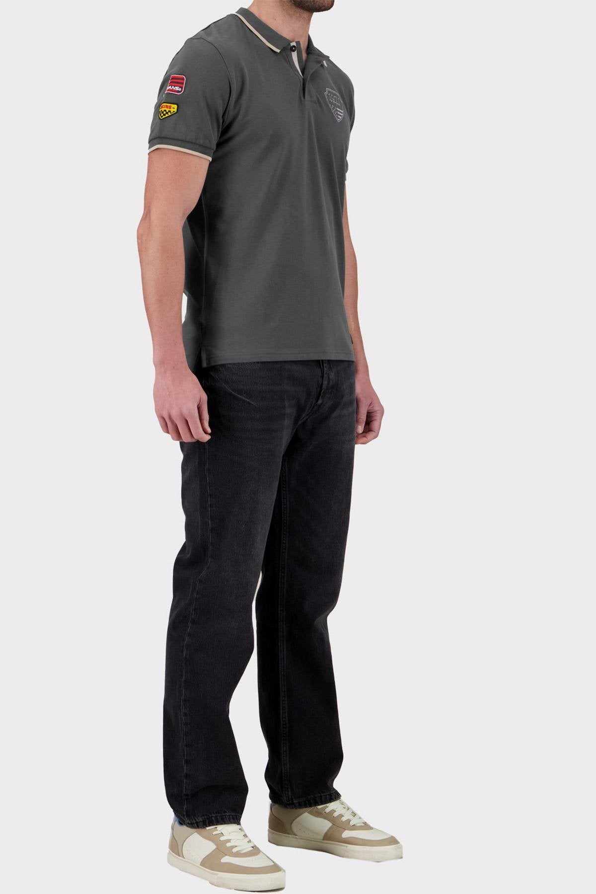 Jet Black Cotton Polo Shirt with Steve McQueen Crest - Image n°3